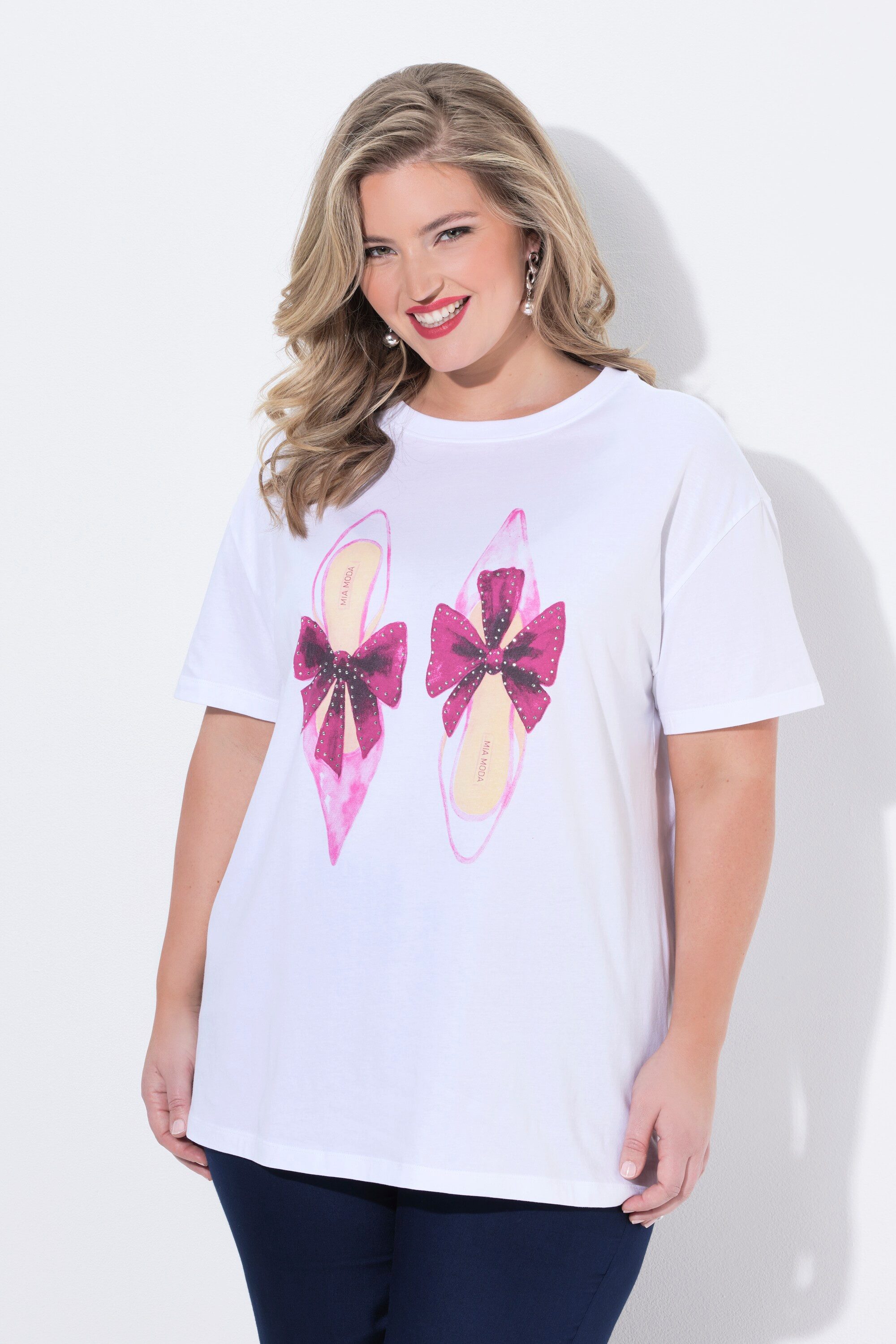 T-Shirt T-Shirt Boxy Fit Pumps-Motiv Ziersteinchen