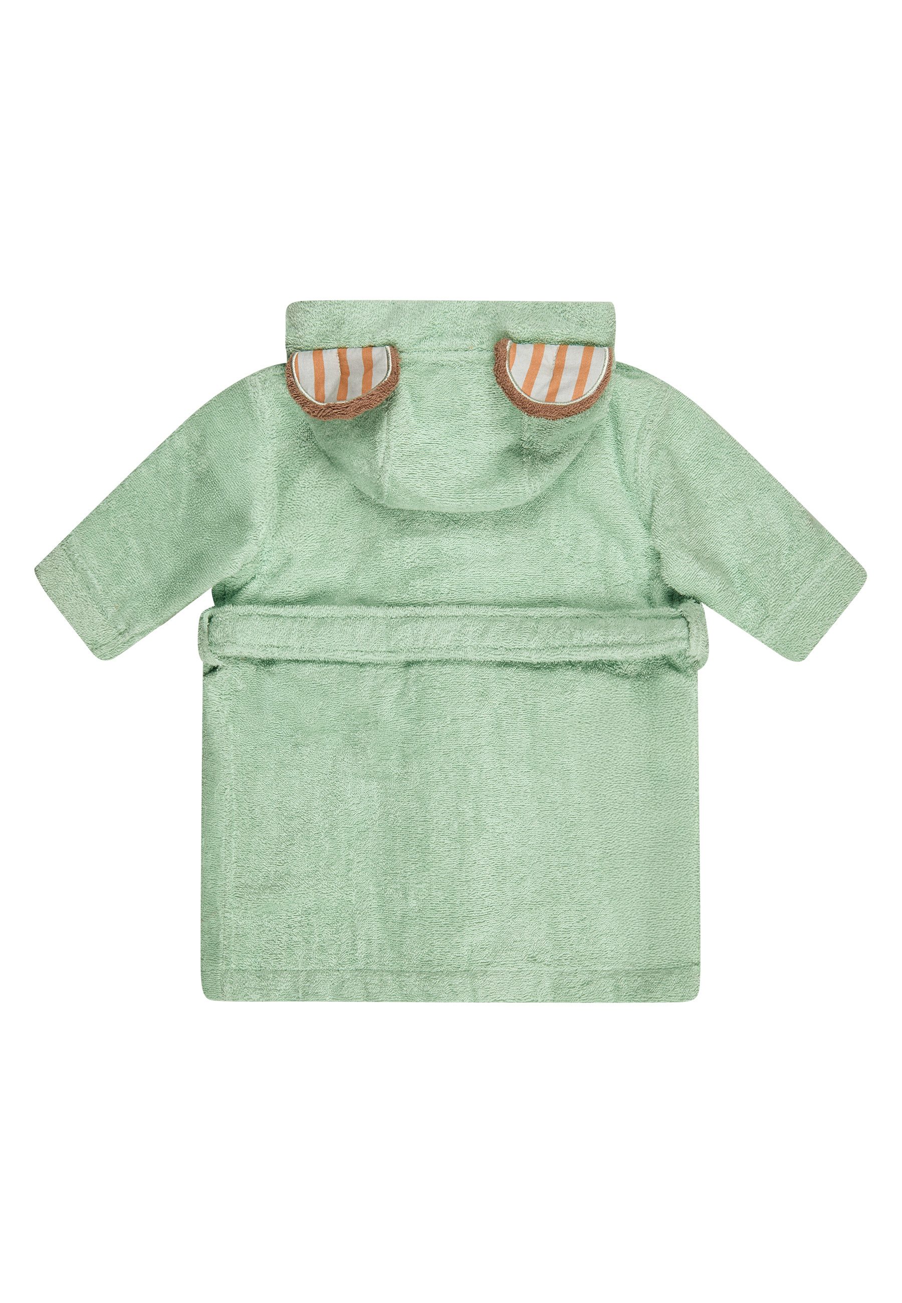 Sterntaler® Babybademantel Bademantel BÄR Bo, lange Arme, Oberstoff: 100 % Baumwolle, aus saugfähiger Baumwolle, kuschelweiche Frotteequalität, mit Kapuze und Gürtel, 3D Elemente an der Kapuze, edle Holzknöpfe, Knöpfe, Bademantel aus weichem Frottee, 3D Ohren an der Kapuze, Knöpfe, Gürtel