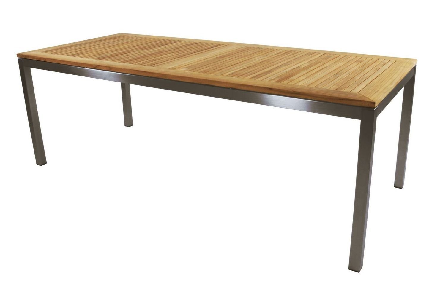 Lesli Living Gartentisch Lesli Living Diningtisch "Marmaris" Teak mit Edelstahl 220x90cm