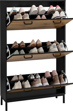Places of Style Schuhschrank »Rocco« mit 3 Klappen, Griffe aus Metall, Breite 80 cm, Höhe 140 cm