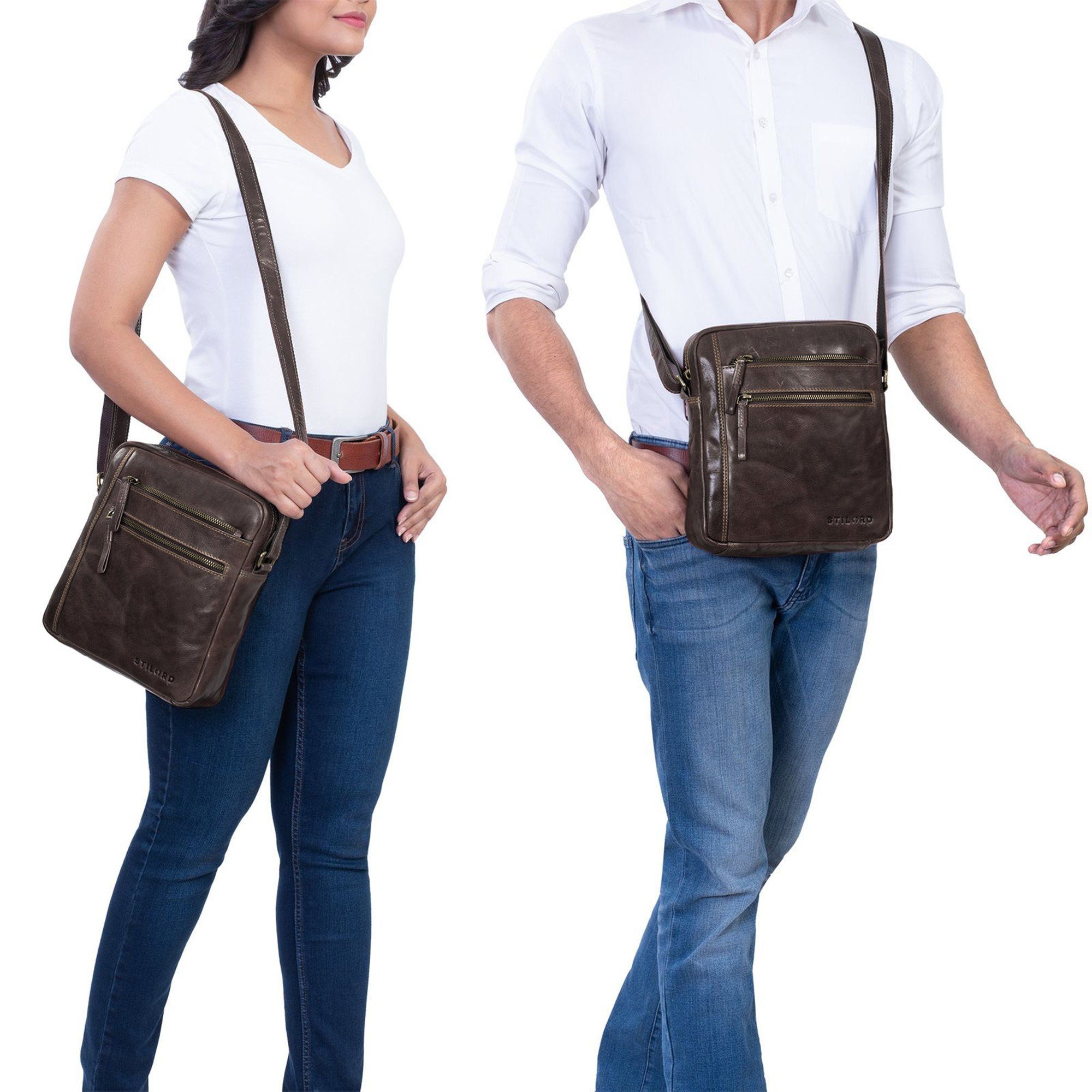 STILORD Schultertasche "Garcia" Kleine Umhängetasche Echtleder