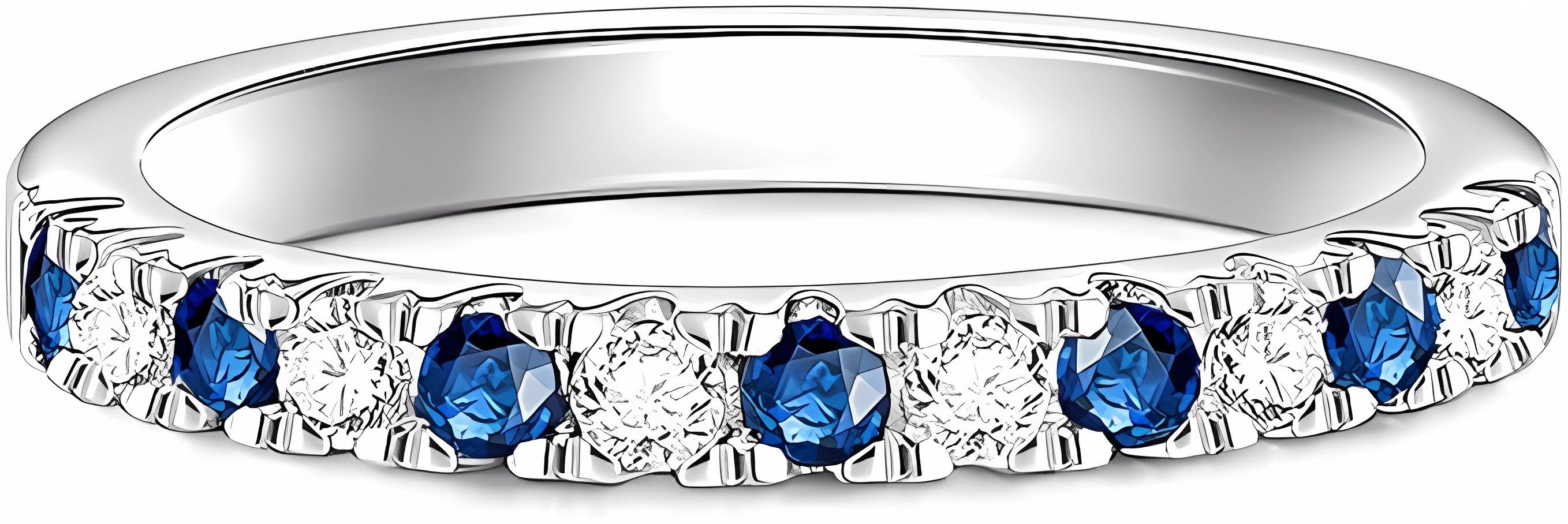 Jumpeak Diamantring 585 Gold, runde Diamanten im Brillantschliff und Saphire, Damenring, Stapelbare Damenringe für Verlobungen, Geburtstage und Jahrestage