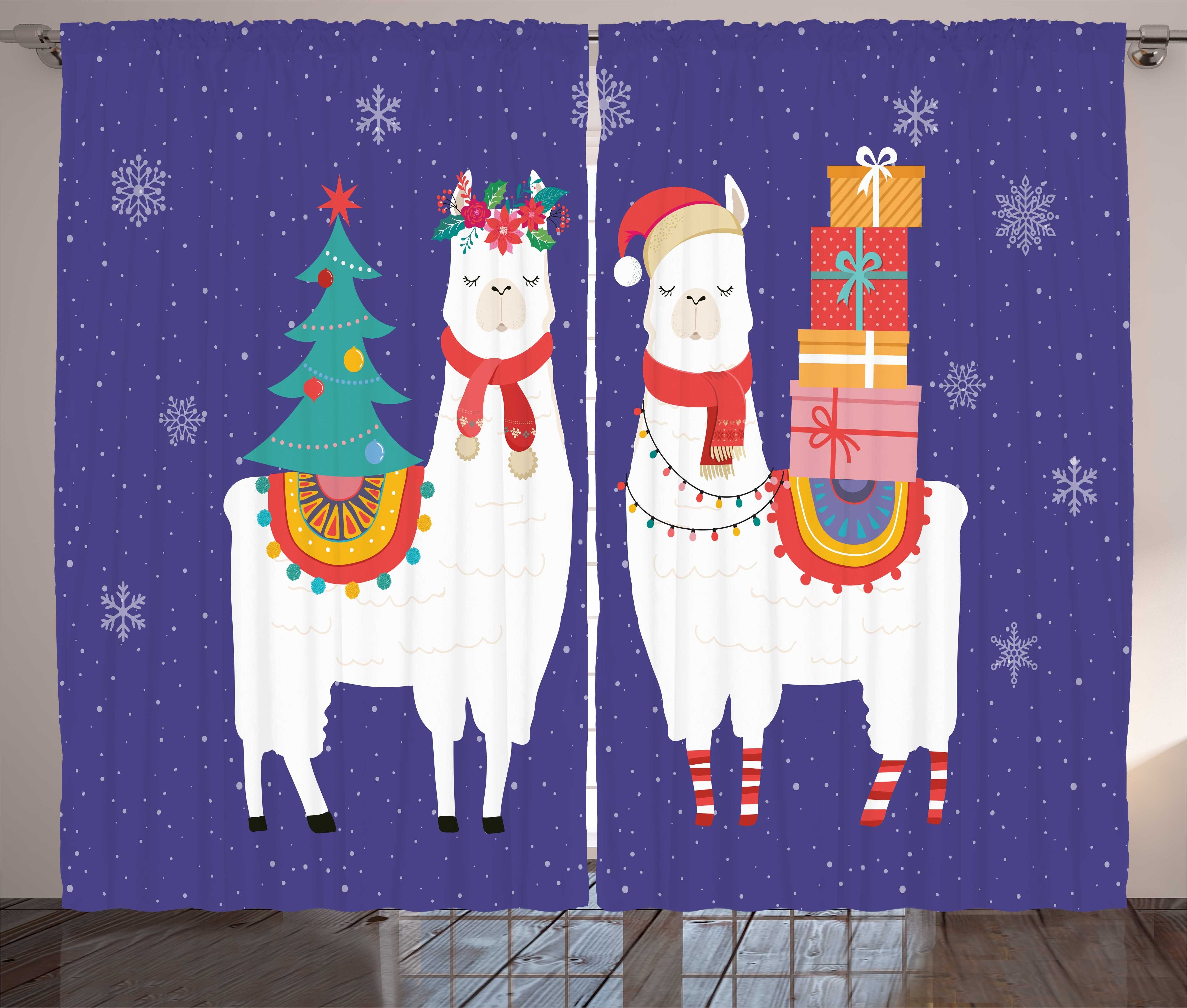 Gardine Schlafzimmer Kräuselband Haken, und Abakuhaus, mit Vorhang Noel Weihnachten Schlaufen Cartoon Llamas