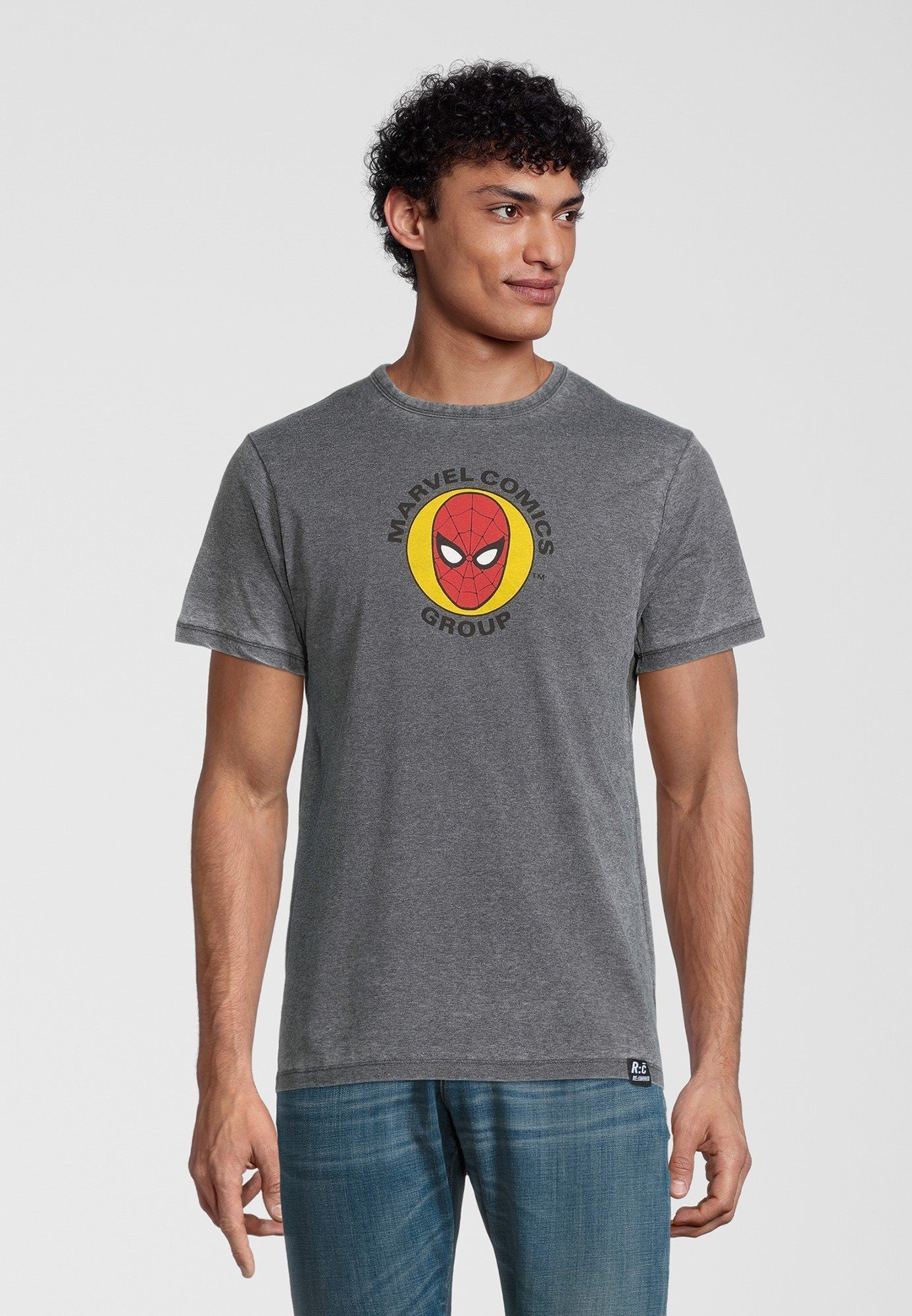zertifizierte Spider-Man Marvel T-Shirt GOTS Charcoal Circle Bio-Baumwolle Recovered