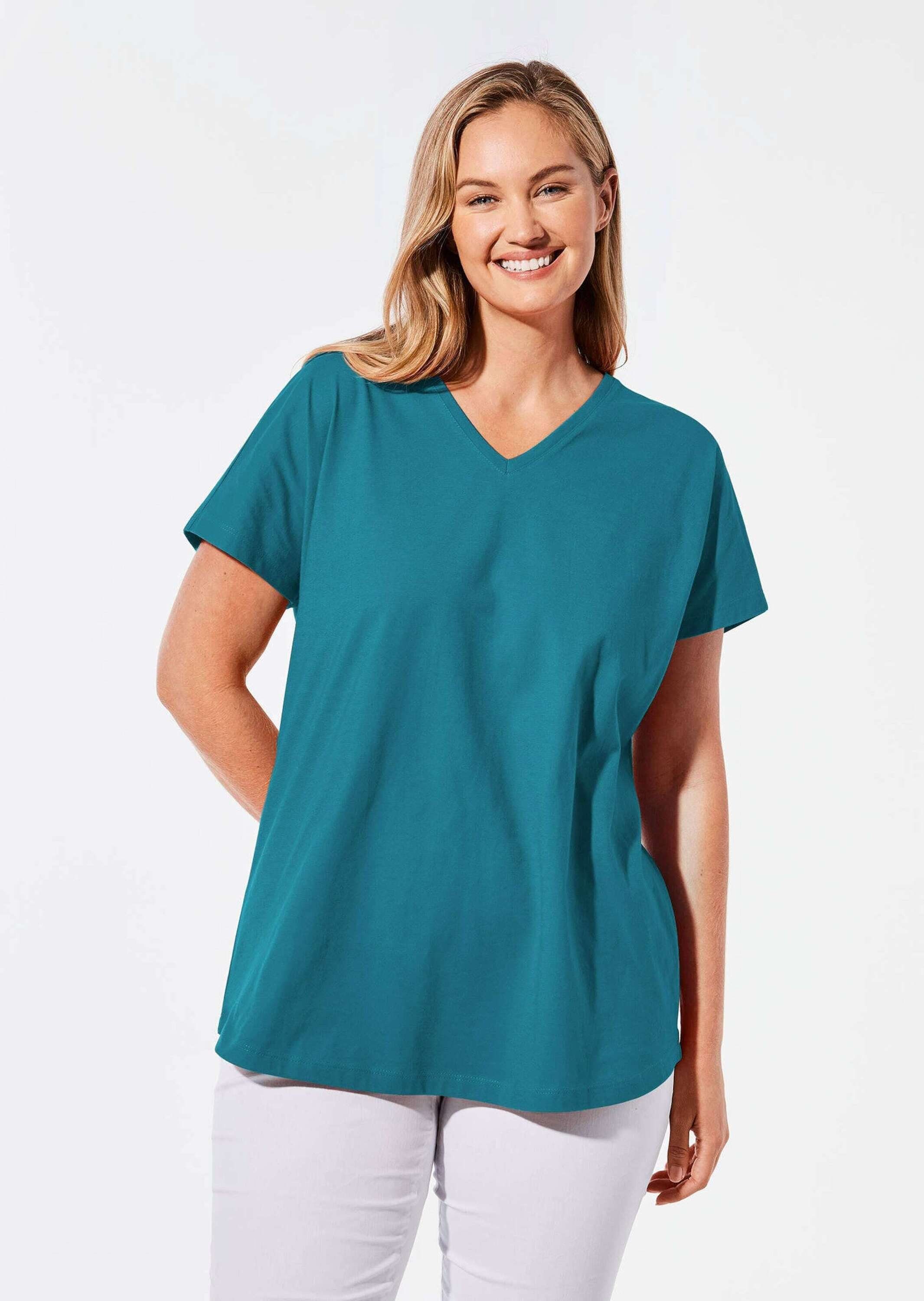 GOLDNER T-Shirt Shirt mit V-Ausschnitt (CURVY) günstig online kaufen