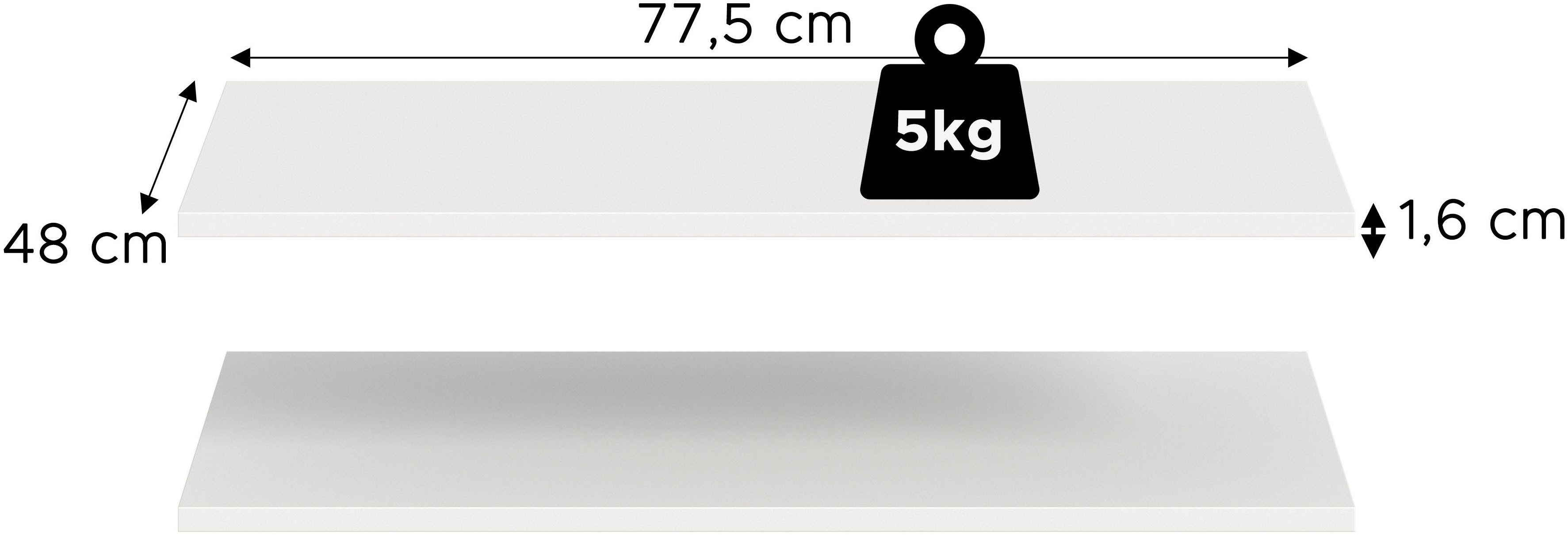 Home affaire Einlegeboden Skarde, Einlegeböden 78 cm (2 St), Skarde, Einlegeboden 2er Set, 78 cm