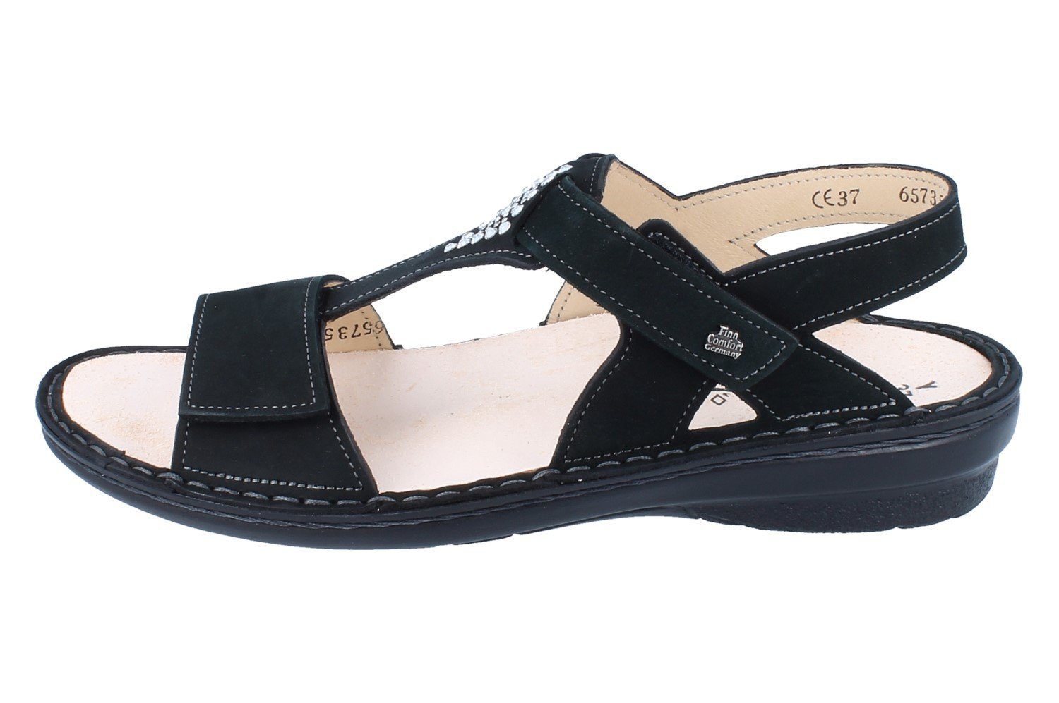 Finn Comfort FINN COMFORT Calvia Damen Sandale schwarz Nubukleder - Größe: 40 Sandale Wechselfußbett