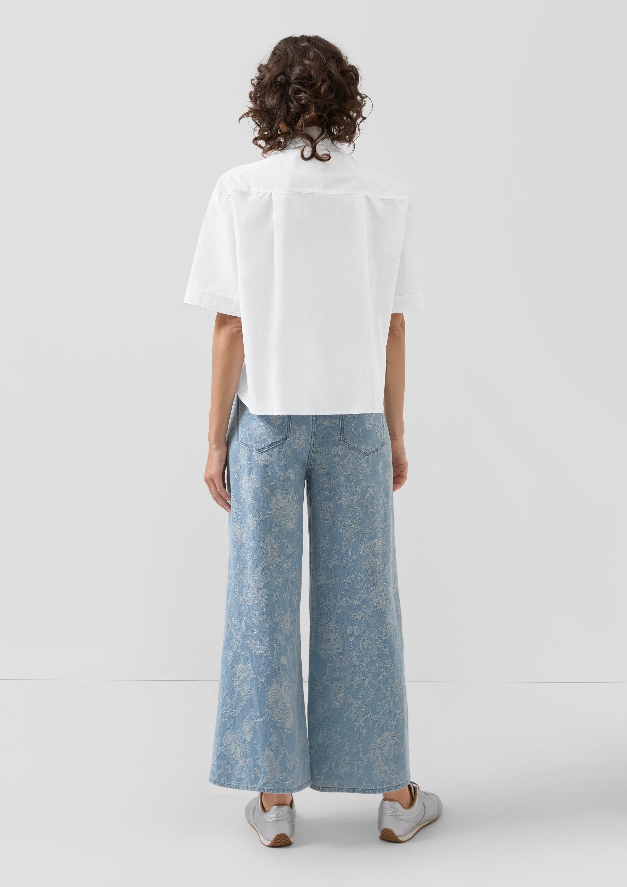 s.Oliver Kurzarmbluse Bluse Boxy Popeline-Bluse mit Brusttasche