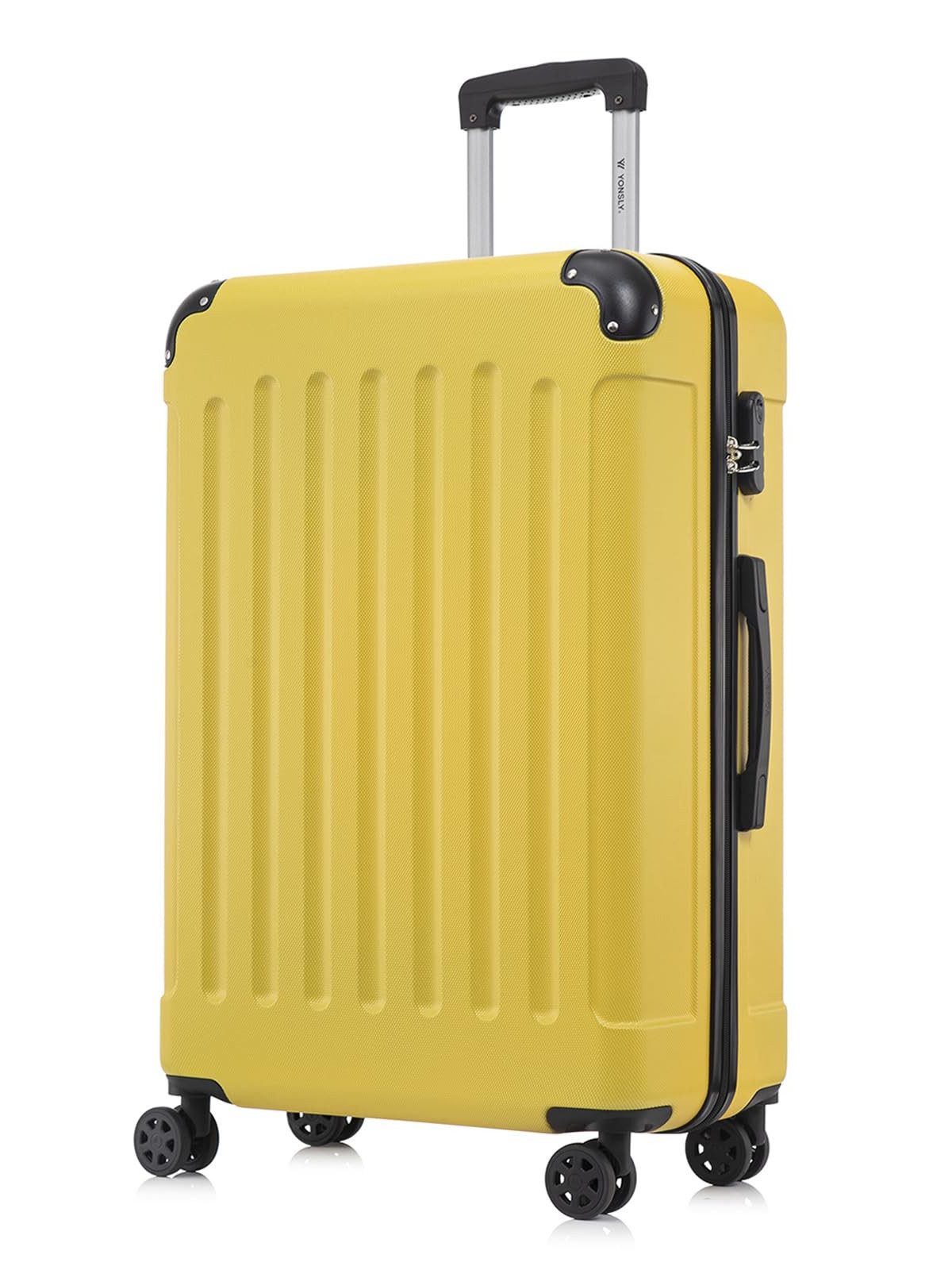 yonsly Hartschalen-Trolley Hartschalen-Koffer Trolley 360° Rollen, robuster Reisekoffer, 4 Rollen, mit Zahlenschloss, für Business und Urlaub 46/55/66/76 cm