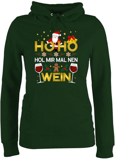 Shirtracer Hoodie »Ho Ho Hol mir mal nen Wein - weiß - Weihnachten & Silvester Geschenke - Damen Premium Kapuzenpullover« Neujahrsgeschenke Party Deko