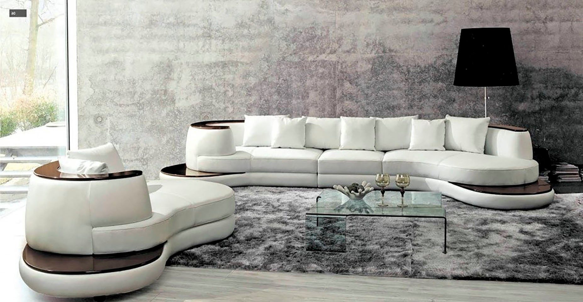 JVmoebel Sofa Designersofa Wohnlandschaft Ecksofa Ledersofa Rundsofa Couch, in Europe Made