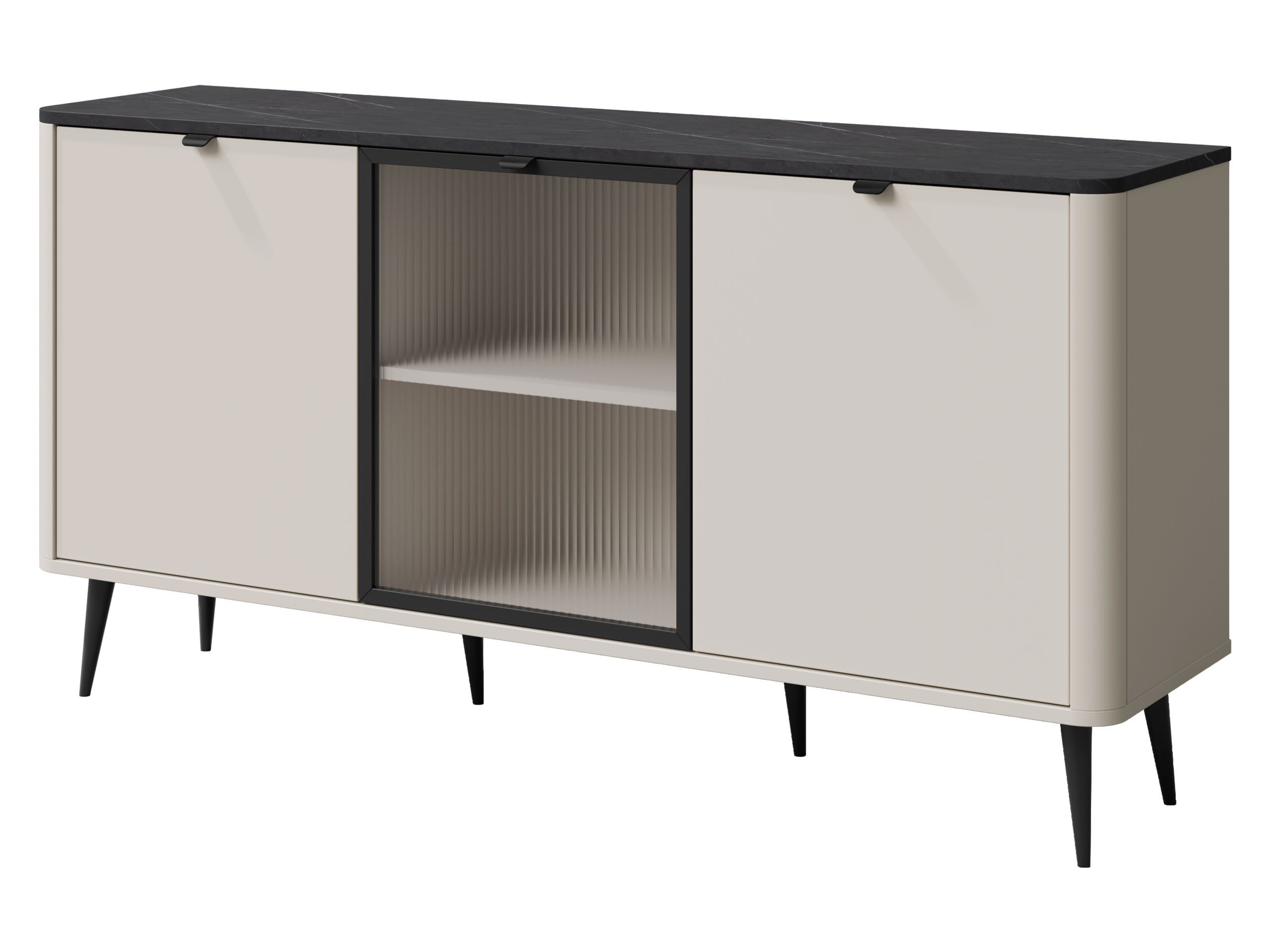 MIRJAN24 Kommode Marly 2D1W RE07 (mit drei Drehtüren), Griffe und Füße aus Metall