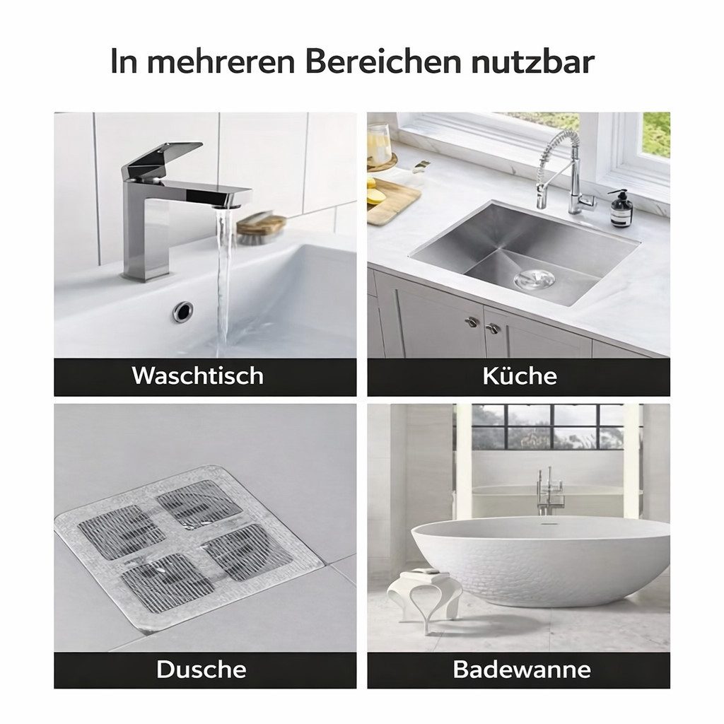 ILOKEN Abflusssieb Abflusshaarsieb 10er-Set, Selbstklebende Abflussfilter Antiverstopfung, Draht Sieb, (25-St., 10-teiliges Set), Abflusssieb 10er Set – Selbstklebender Sieb Einweg