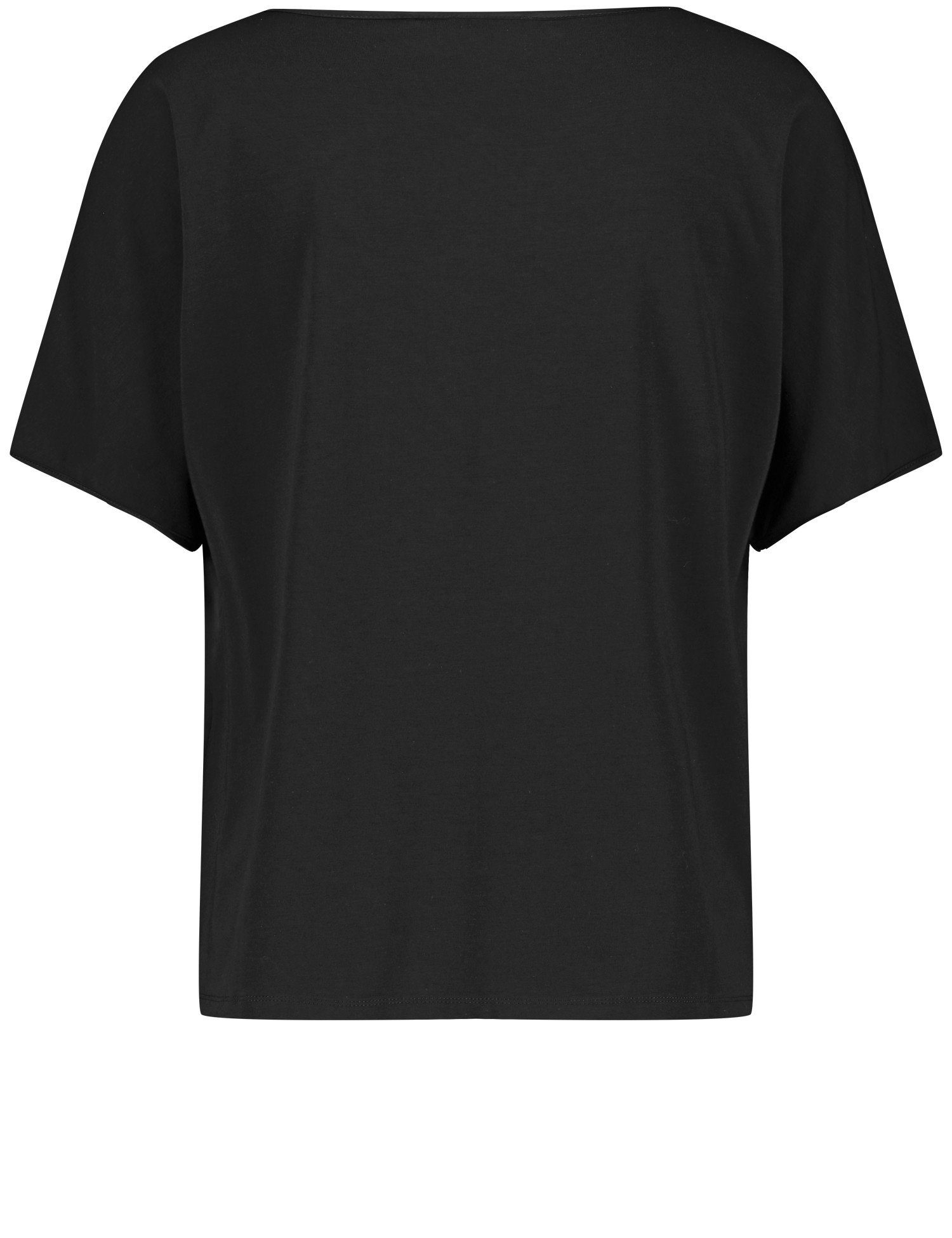 GERRY WEBER Schlupfbluse Blusenshirt schwarz Mit Gelegter Am Falte Ausschnitt