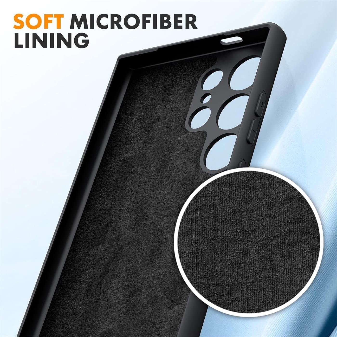 CoolGadget Handyhülle Silikon Case für das Samsung Galaxy S24 Ultra Slim TPU Cover 6,8 Zoll, Weiche Schutz Hülle mit Innen Fleece aus Stoff Handy Tasche – Bild 4 von 5