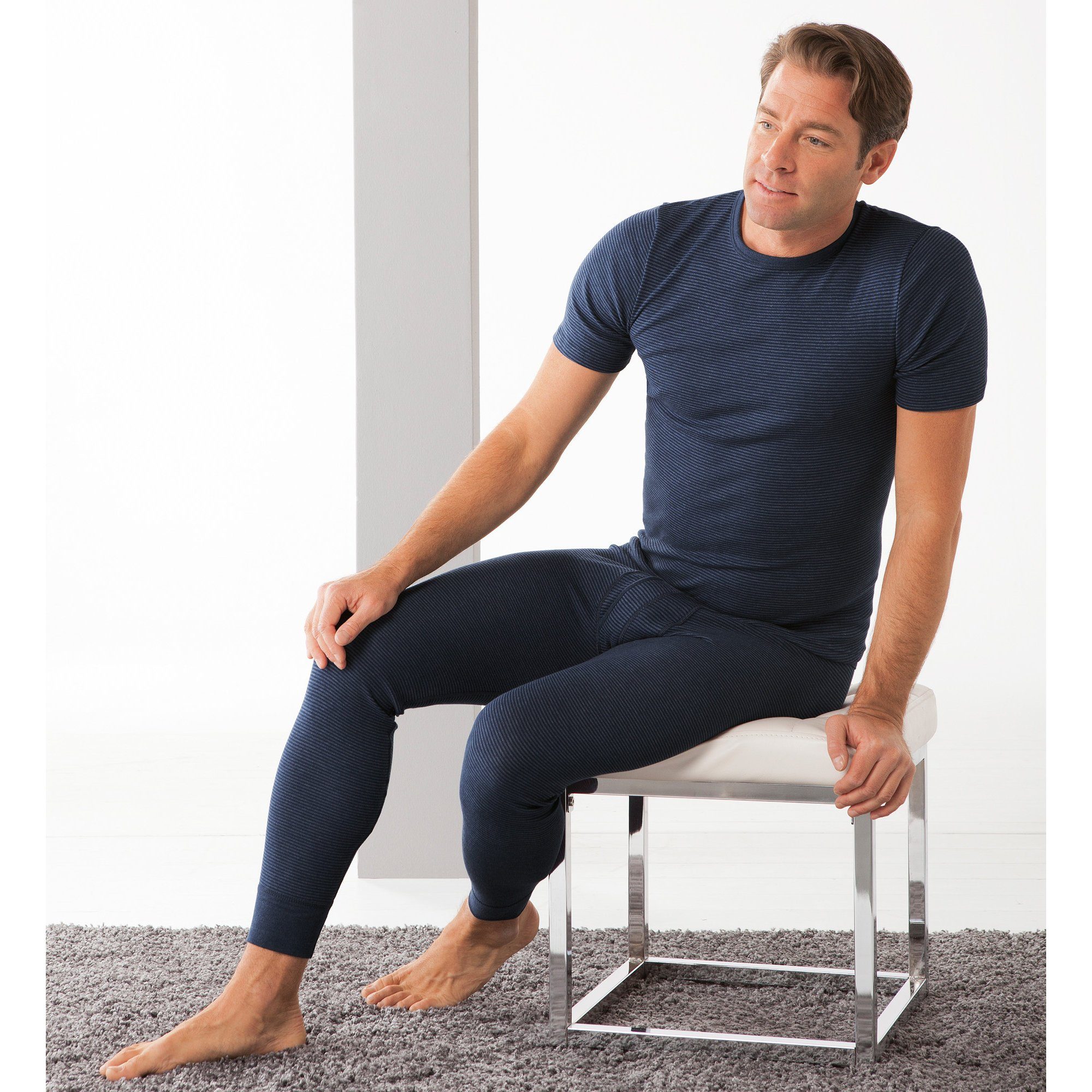 Ammann T-Shirt Herren-Unterhemd, 1/2-Arm Feinripp Streifen günstig online kaufen