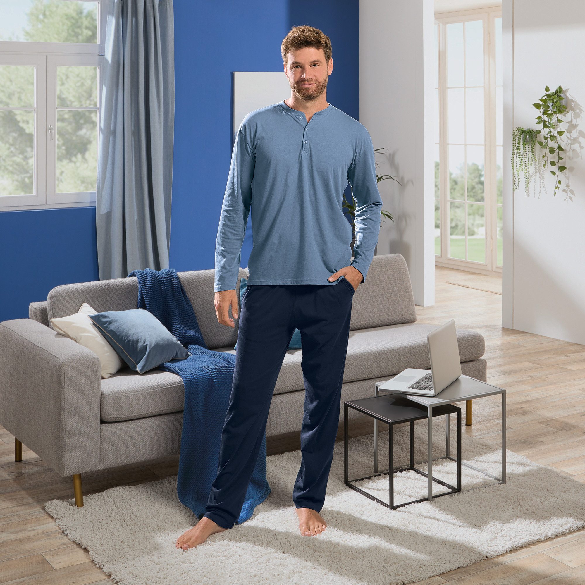 REDBEST Schlafhose Herren-Hose, lang Single-Jersey Uni