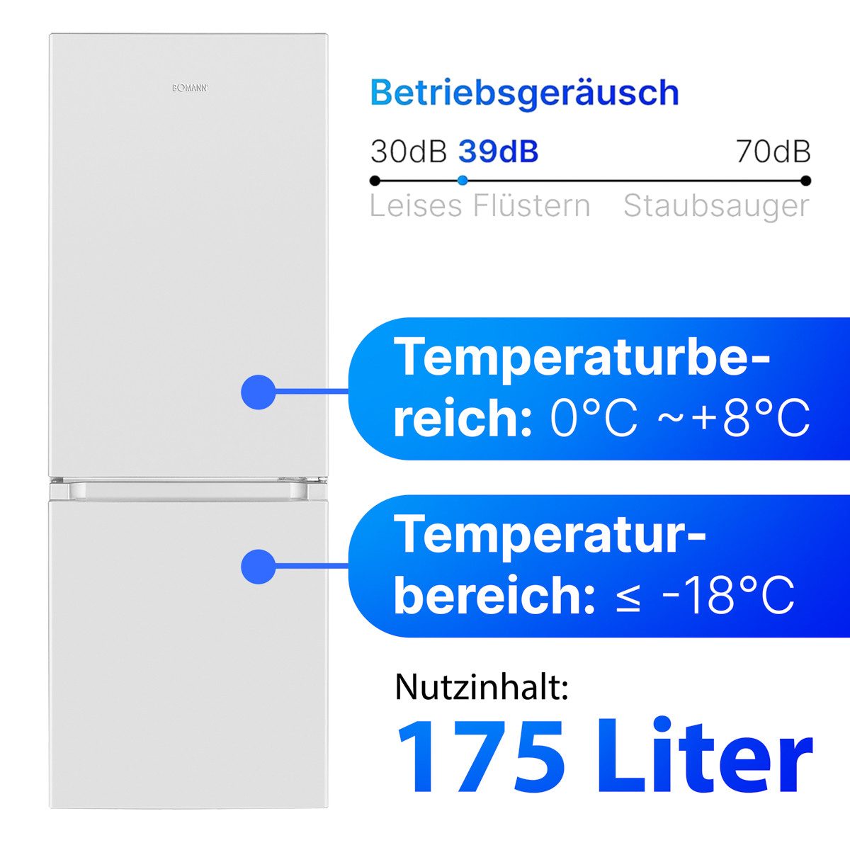 BOMANN Kühl-/Gefrierkombination KG 320.2, 143 cm hoch, 49.5 cm breit, 143cm Kühl-/Gefrierkombination, Energieklasse E – Bild 5 von 5