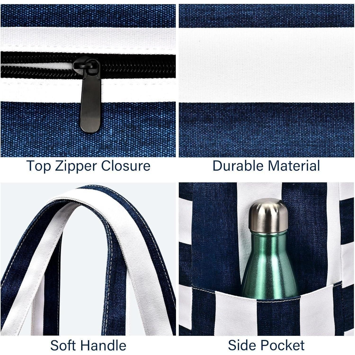 LuxusKollektion XL-Strandtasche Große Strandtasche Damen XXL Wasserdicht mit Fächern Faltbar Blau
