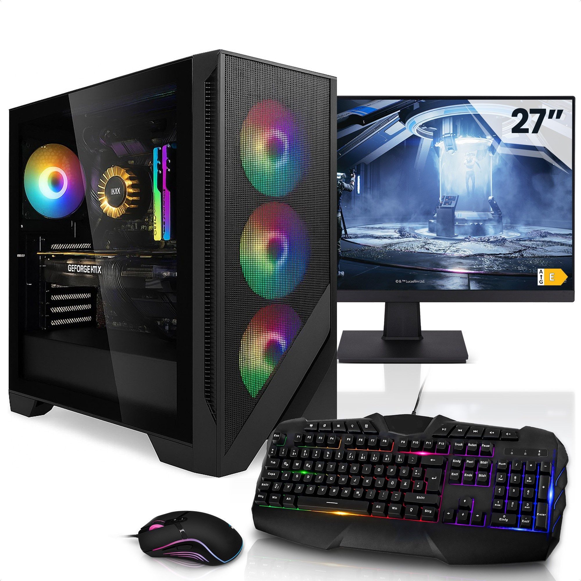 AurumPC 27"Set R5 7600X mit RTX5060Ti 16GB und 16GB DDR5 RAM PC-Set (27 Zoll, AMD Ryzen 5 7600X, GeForce RTX 5060 Ti, 16 GB RAM, 1000 GB SSD, Luftkühlung)