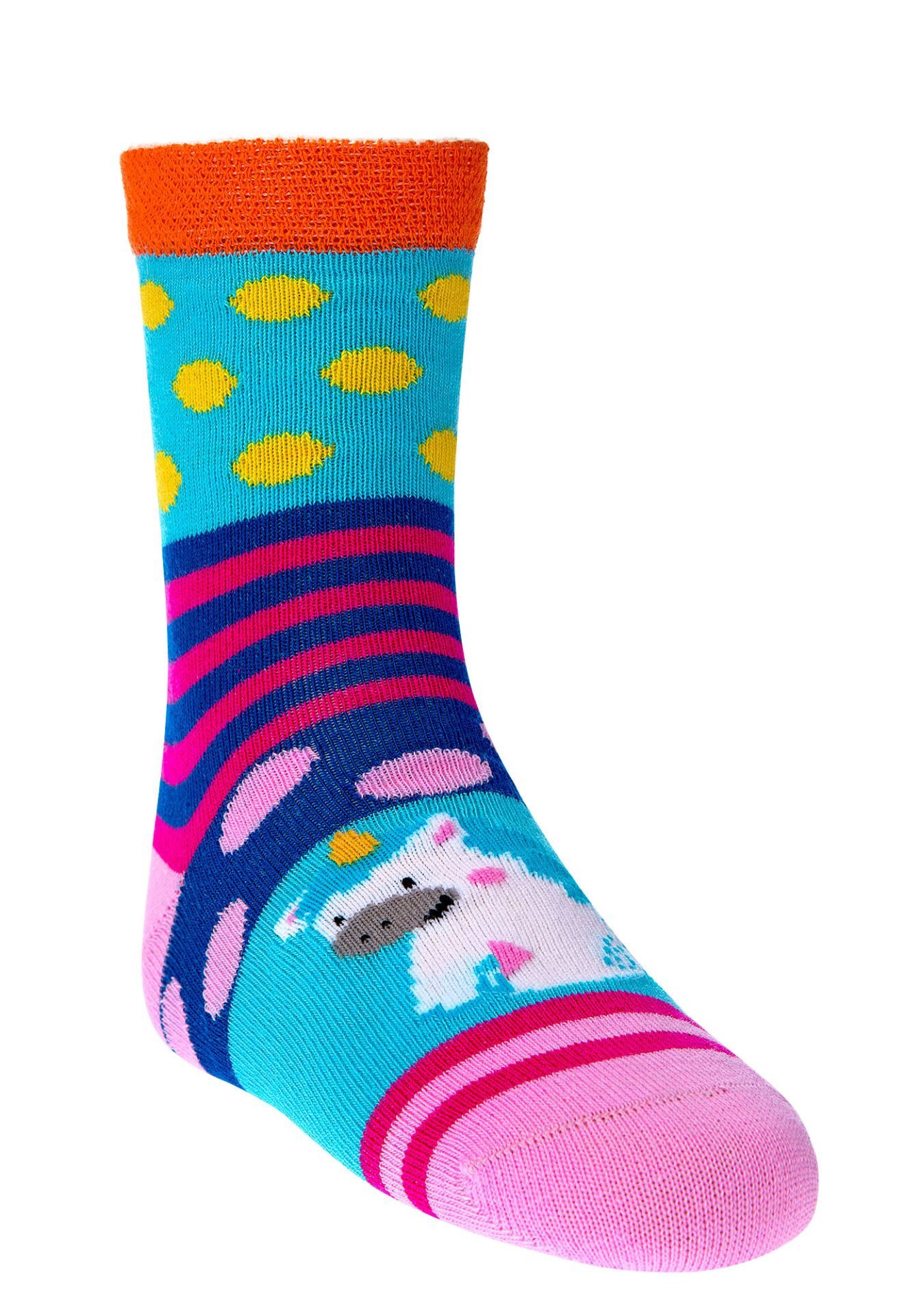 Wowerat Freizeitsocken 3 Paar Kindersocken Gute Laune Einhorn weiche Baumwolle handgekettelt (3 Paar) – Bild 4 von 5