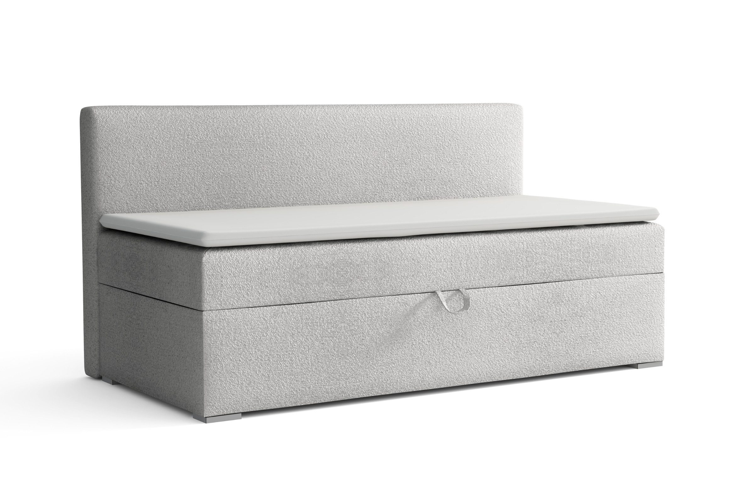 Deine Möbel 24 Boxspringbett PAOLO Schlafsofa mit Bettkastenin 90x200 / 100x200 cm, in Bouclé-Stoff (Jugendsofa Boxspringbett mit Matratzen H3 oder H4, 1-St., Farben: Weiß, Creme, Hellgrau, Grau, Schwarz, Beige), 2-in-1 Funktion: Sofa und Bett in einem
