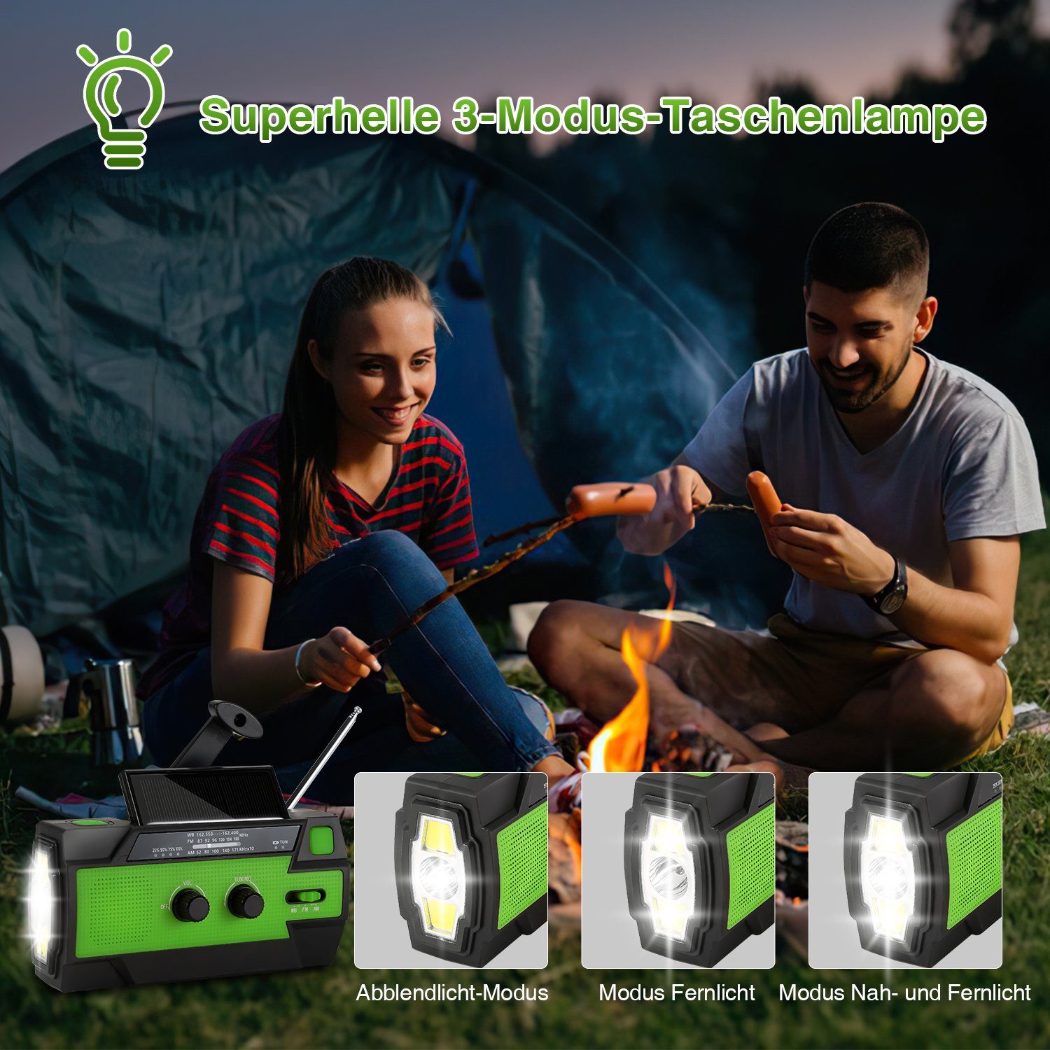 Solar 10W Handkurbel TolleTour Notradio Radios,Solarradio,Tragbares Radio IPX3 4000mAh