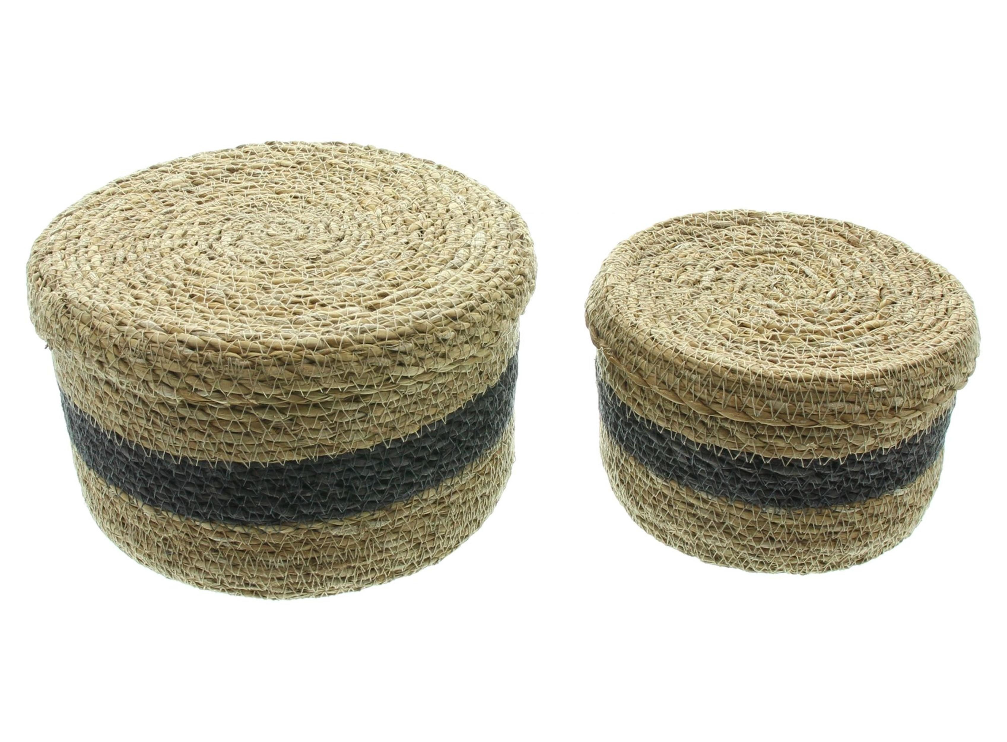 Allzweckkorb 2x Füllkorb Karima Seegras natur/braun – Deckel, Ordnungsbox