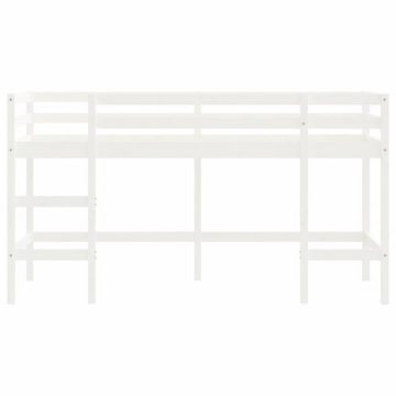 vidaXL Kinderbett Kinderhochbett mit Leiter Weiß 90x190 cm Massivholz Kiefer Bett Bettge