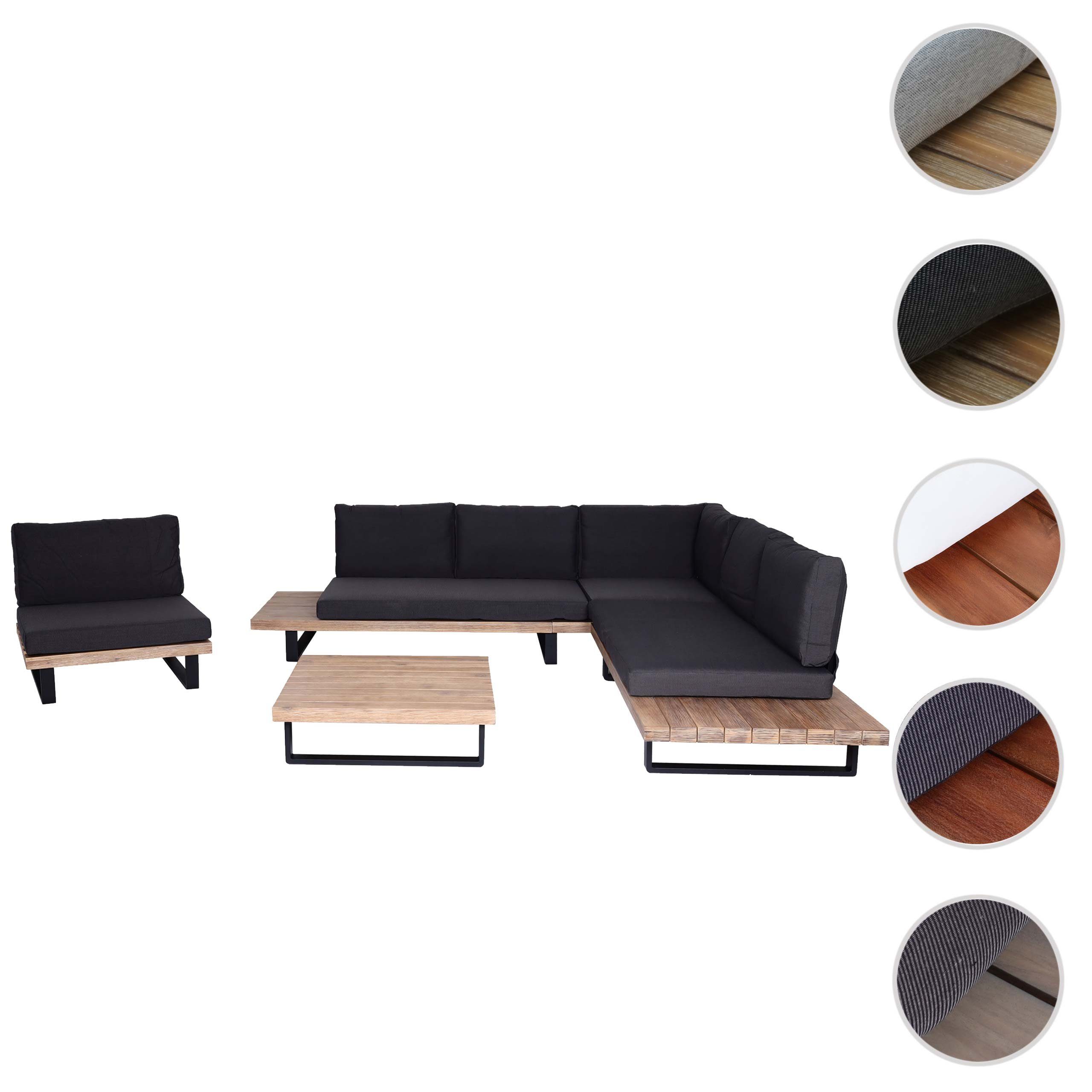 MCW Loungeset MCW-H54-Set, (4-tlg), Wasserabweisende und abnehmbare Bezüge, Hohe Stoffqualität 230g/m²