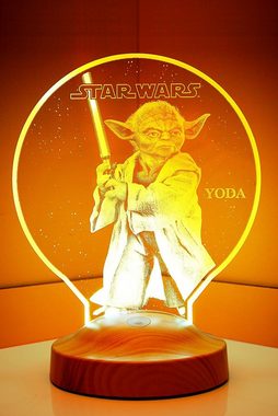 Geschenkelampe LED Nachttischlampe Star Wars Meister Yoda 3D Nachtlicht Geschenk für Jungen, Leuchte 7 Farben fest integriert, Star Wars Geschenkartikel, Geburtstagsgeschenk für Freunde, Fanartikel, Star Wars Fans