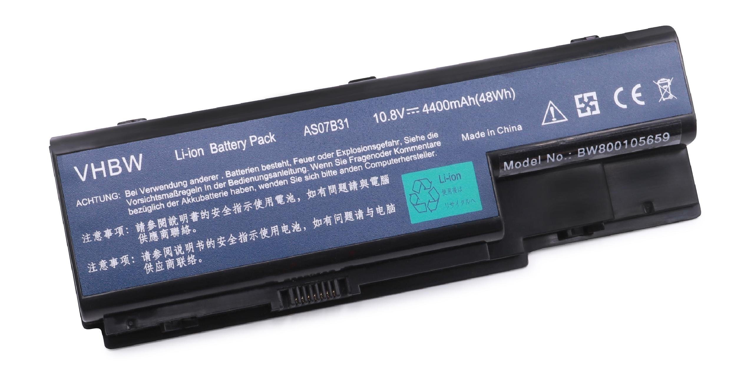 vhbw Ersatz für Acer AS07B51, AS07B52, AS07B61, AS07B71, AS07B72, AS07BX1, Laptop-Akku 4400 mAh