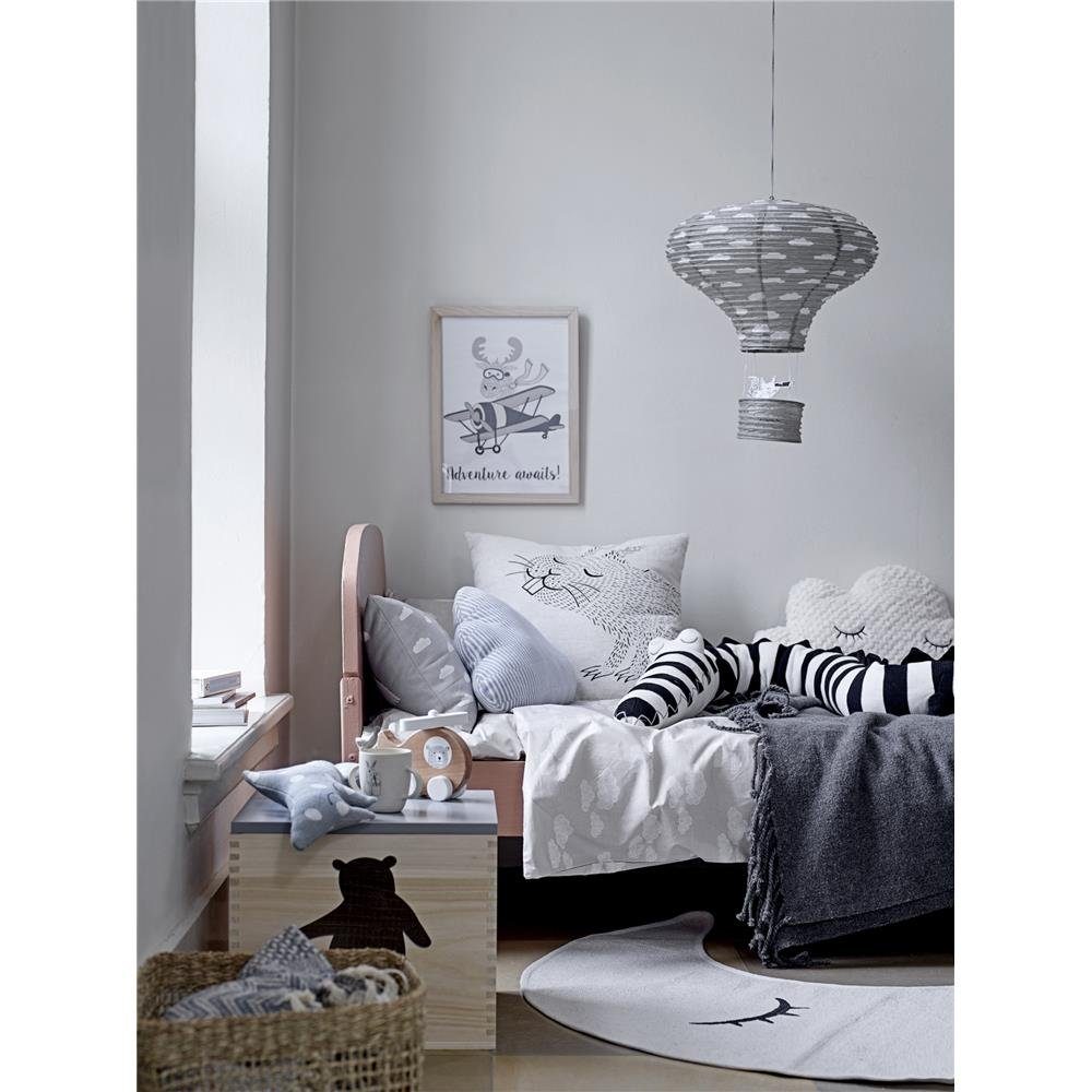 Wohndecke Rodion Decke grau, Bloomingville, 160 x 130 cm, mit Fransen, aus recycelter Baumwolle