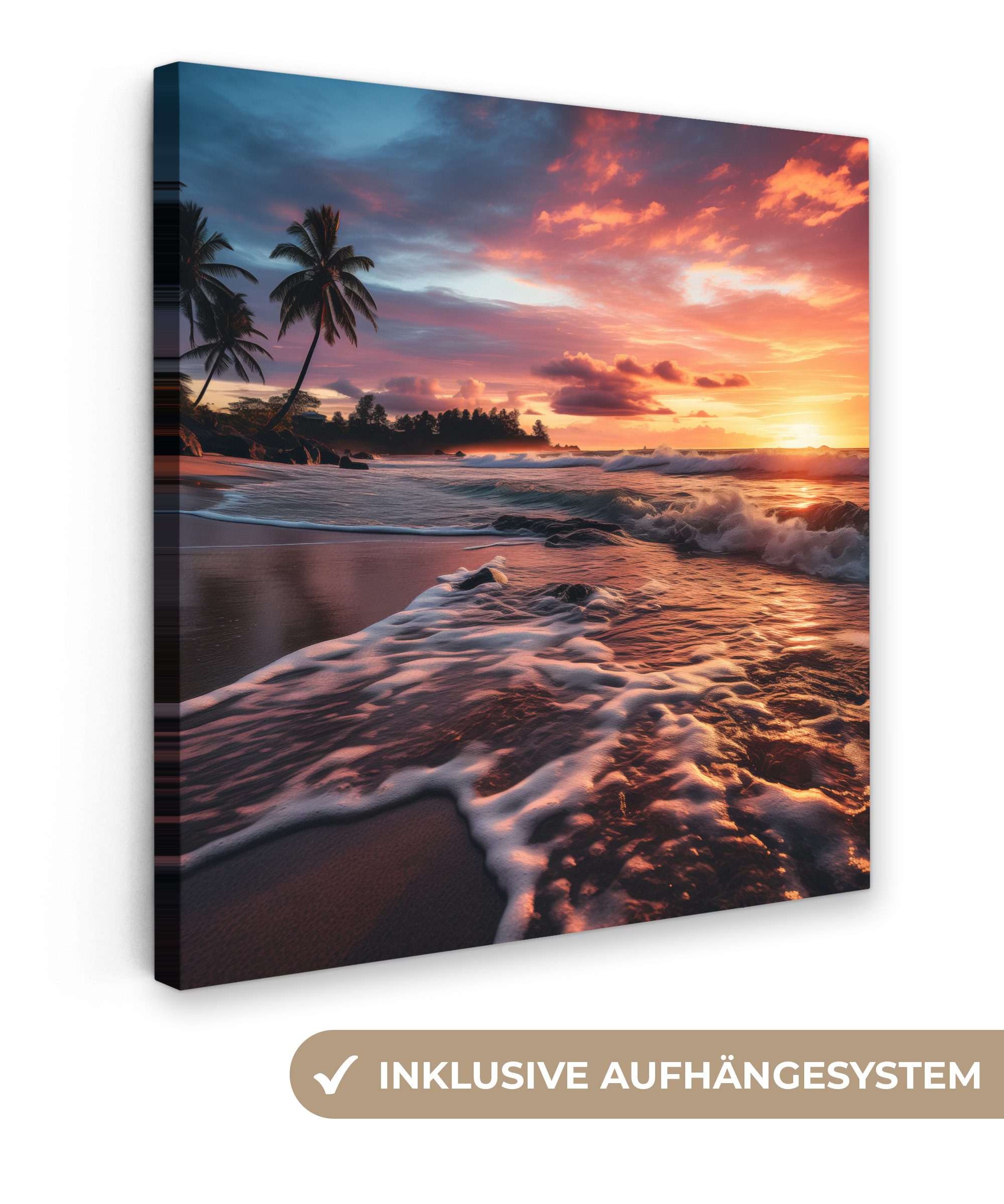 OneMillionCanvasses® Leinwandbild Sonnenuntergang - Strand mit günstig online kaufen