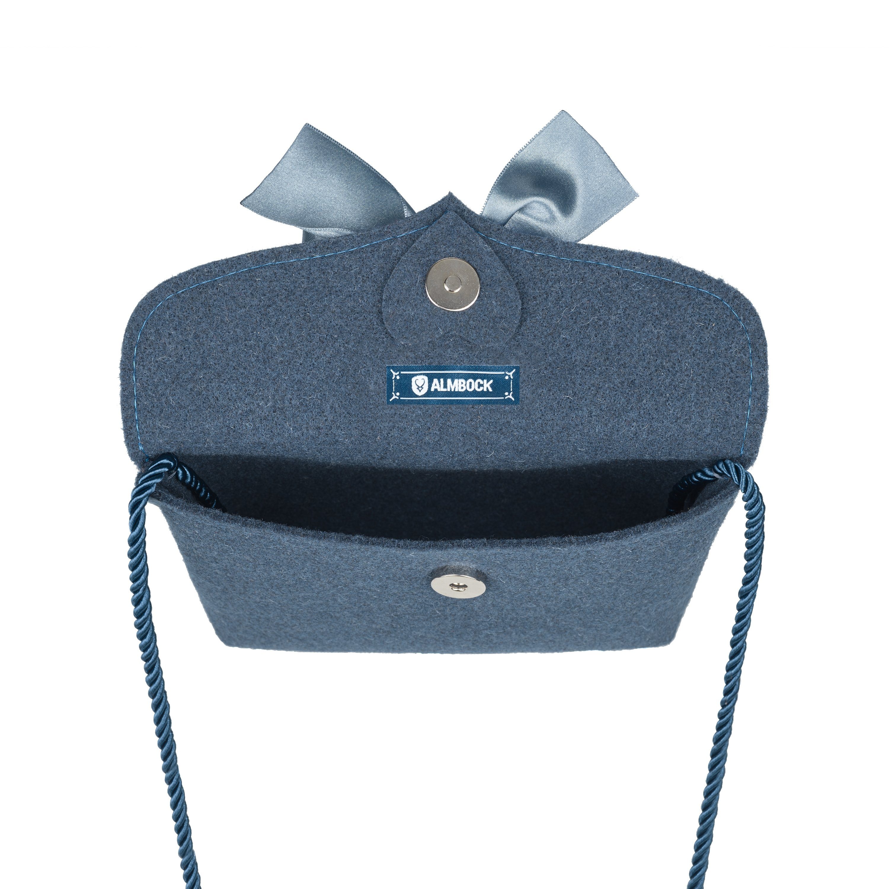Almbock Trachtentasche Dirndltasche Lilly, handgemachte Wollfilztasche, taubenblau