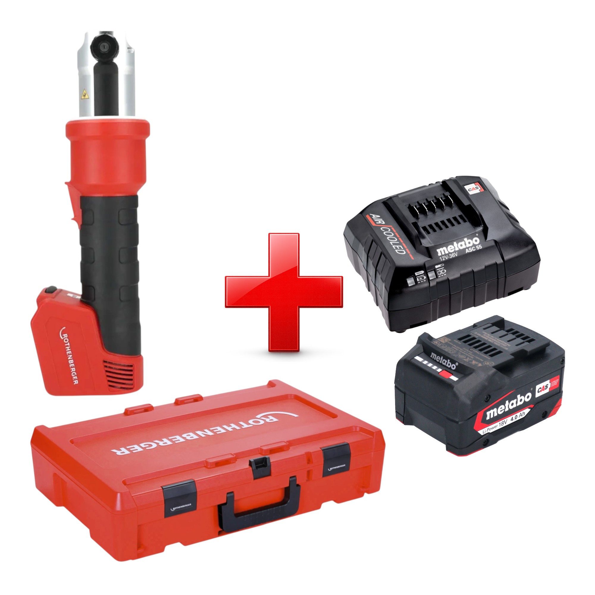 Rothenberger Werkstattpresse ROMAX NANO Grundmaschine 18 V + 1x Akku 4,0Ah + Ladegerät + Rocase