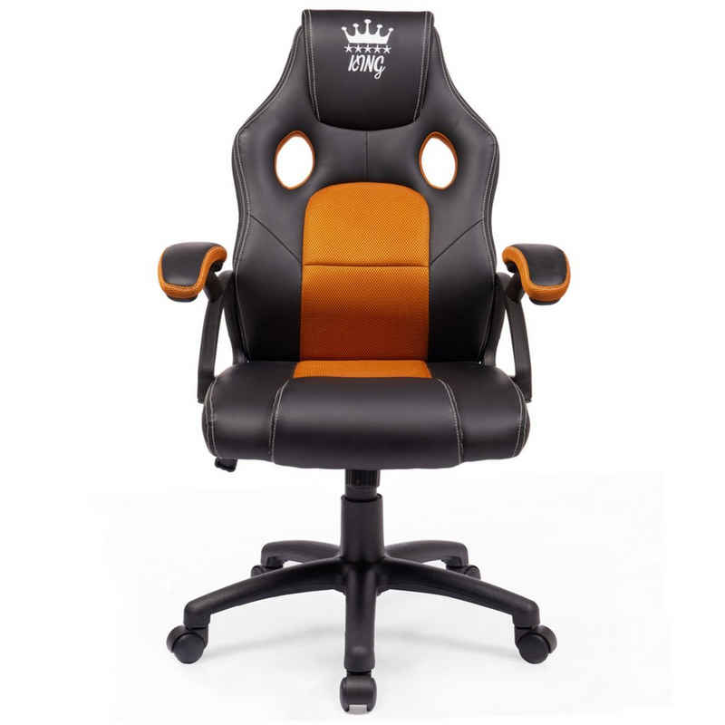 Midori Gaming Chair (1 Stück), Racing Bürostuhl Chefsessel Schreibtischstuhl Drehstuhl Schwarz/Orange