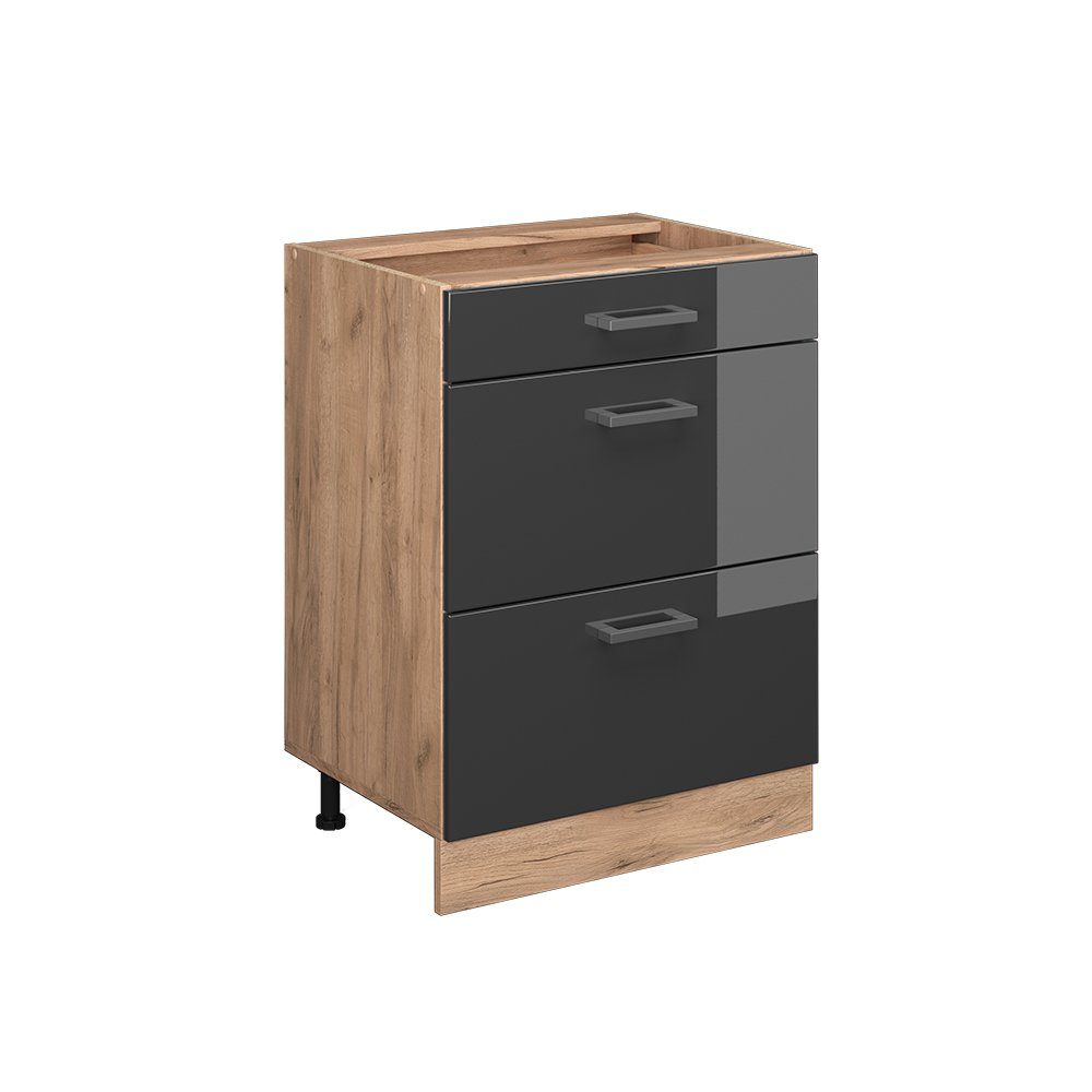 Vicco Unterschrank R-Line Anthrazit Hochglanz/Eiche 60cm, günstig online kaufen