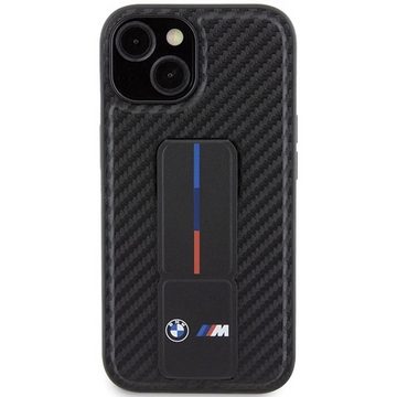 BMW Smartphone-Hülle BMW Apple iPhone 15 Carbon Hardcase Schutzhülle mit Stand Case Schwarz