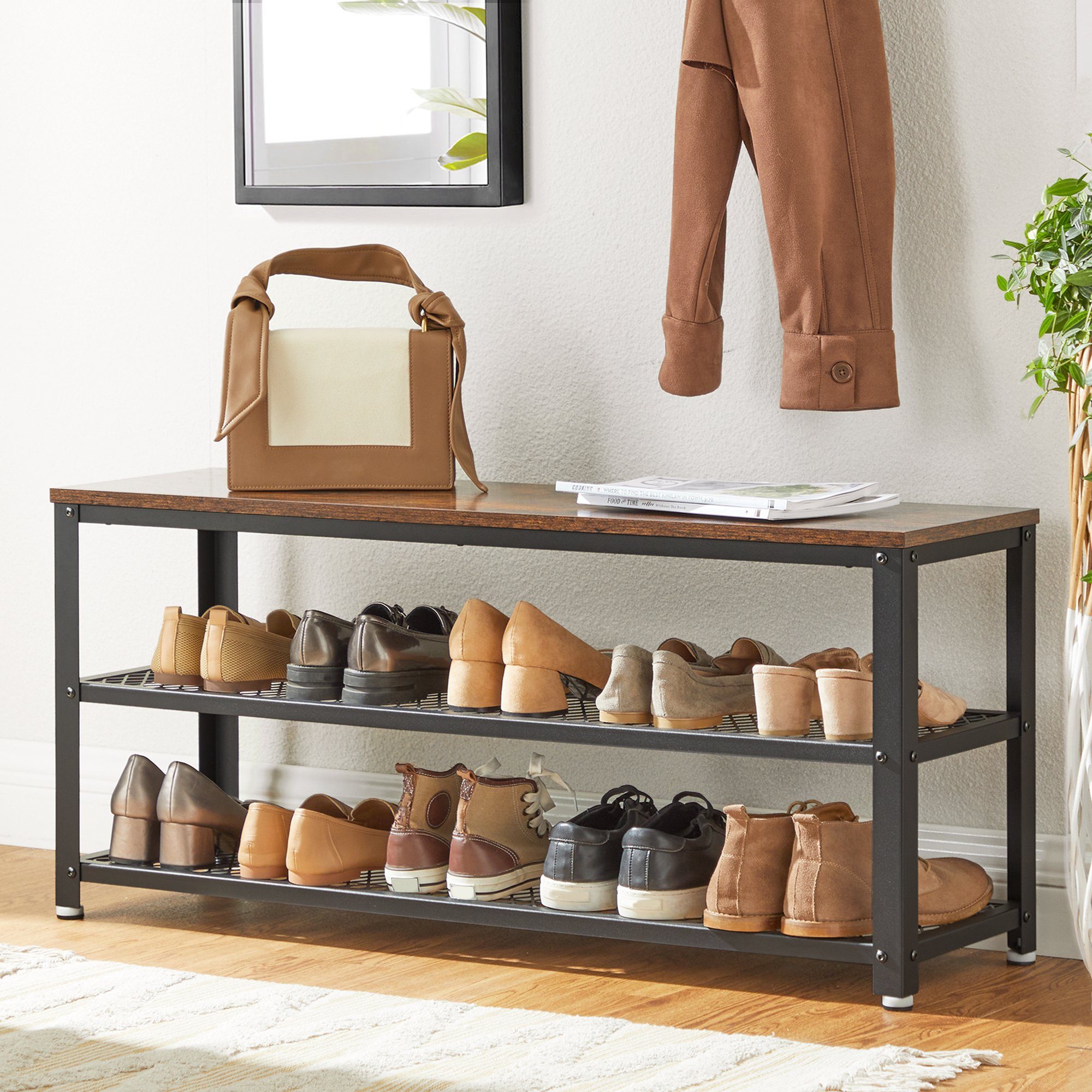 VASAGLE Schuhbank »LBS078B01«, Schuhregal mit 2 Ablagen,