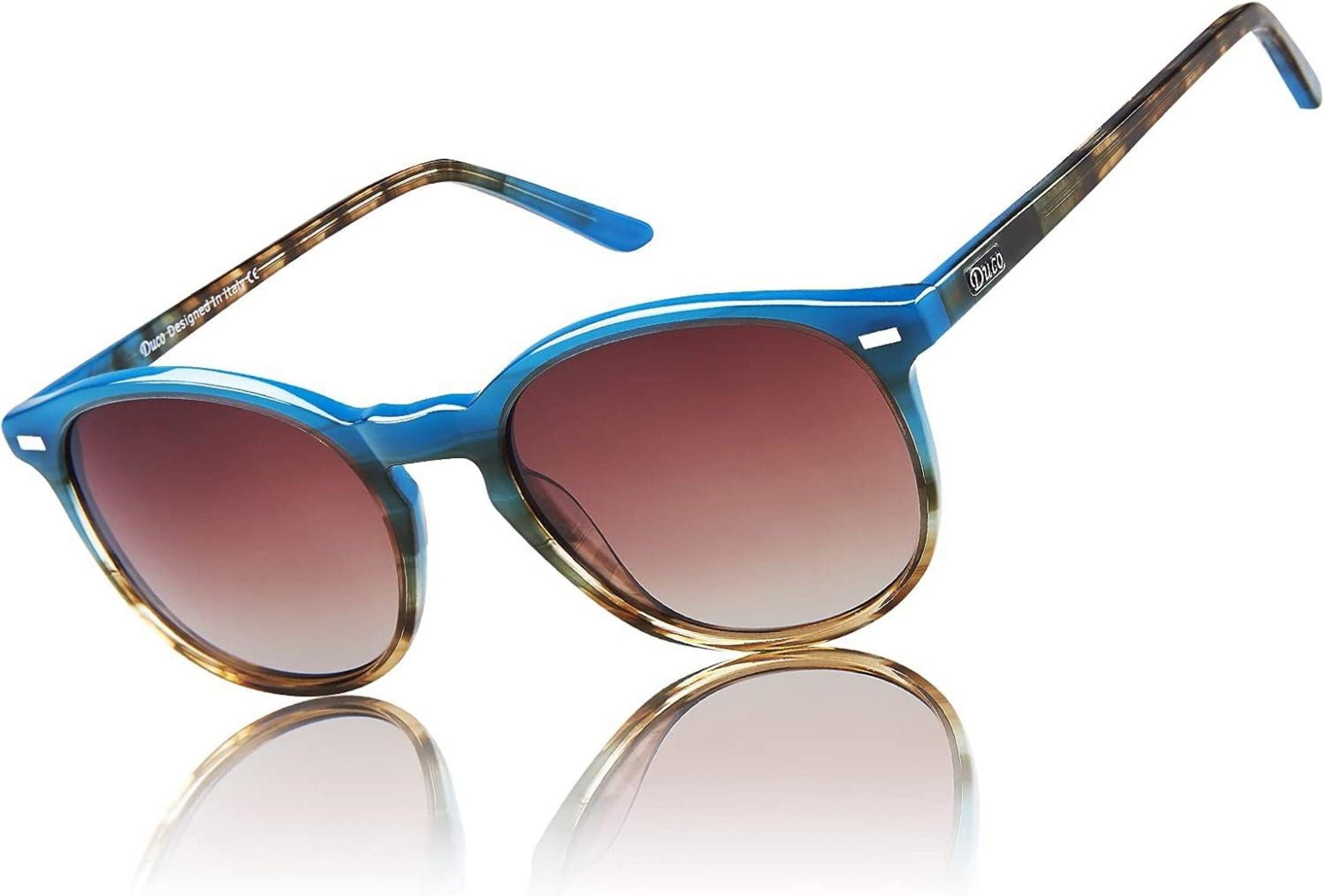 Retrosonnenbrille Polarisierte Retro Damen Sonnenbrille UV400 Vintage Acetat Rahmen Blau