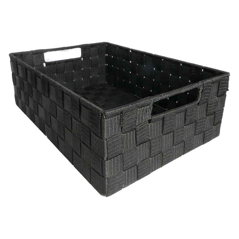 B&S Regalkorb Regalkorb Geflecht schwarz Ordnungsbox rechteckig 21 x 32 cm