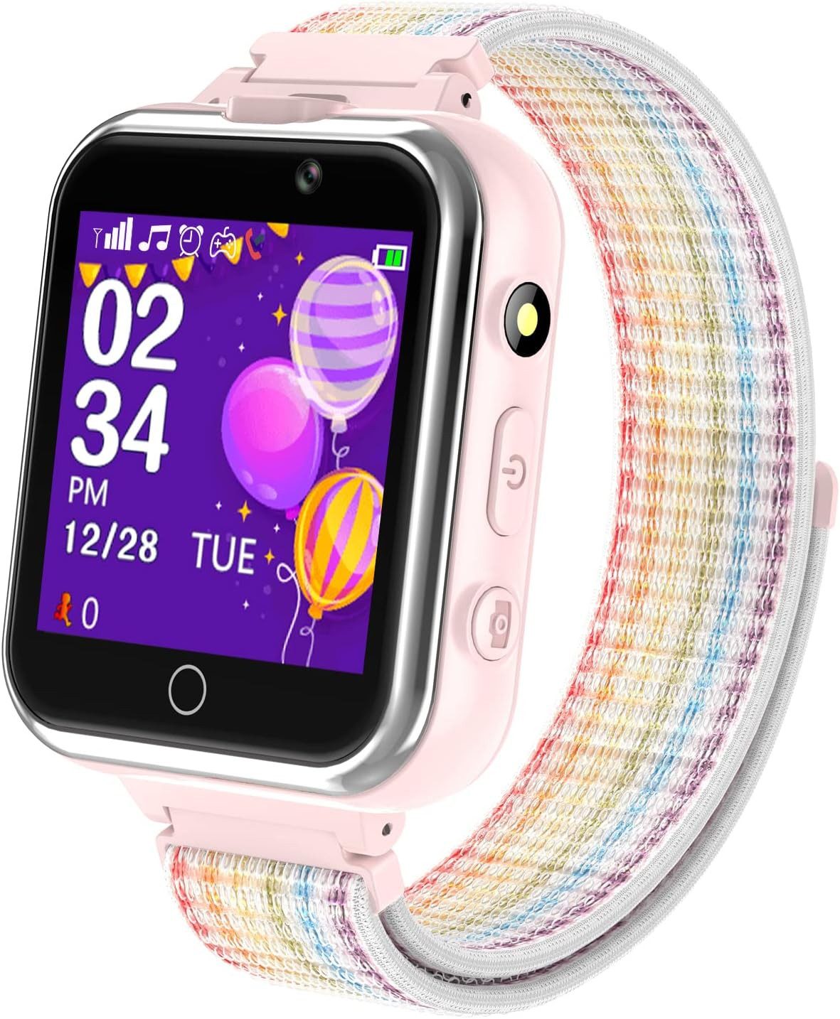 PTHTECHUS ‎ PTH-X32 Smartwatch (3,9 cm, SIM KARTE), Kinder Smartwatch mit Telefonfunktion, SOS, Spielen und Musikplayer