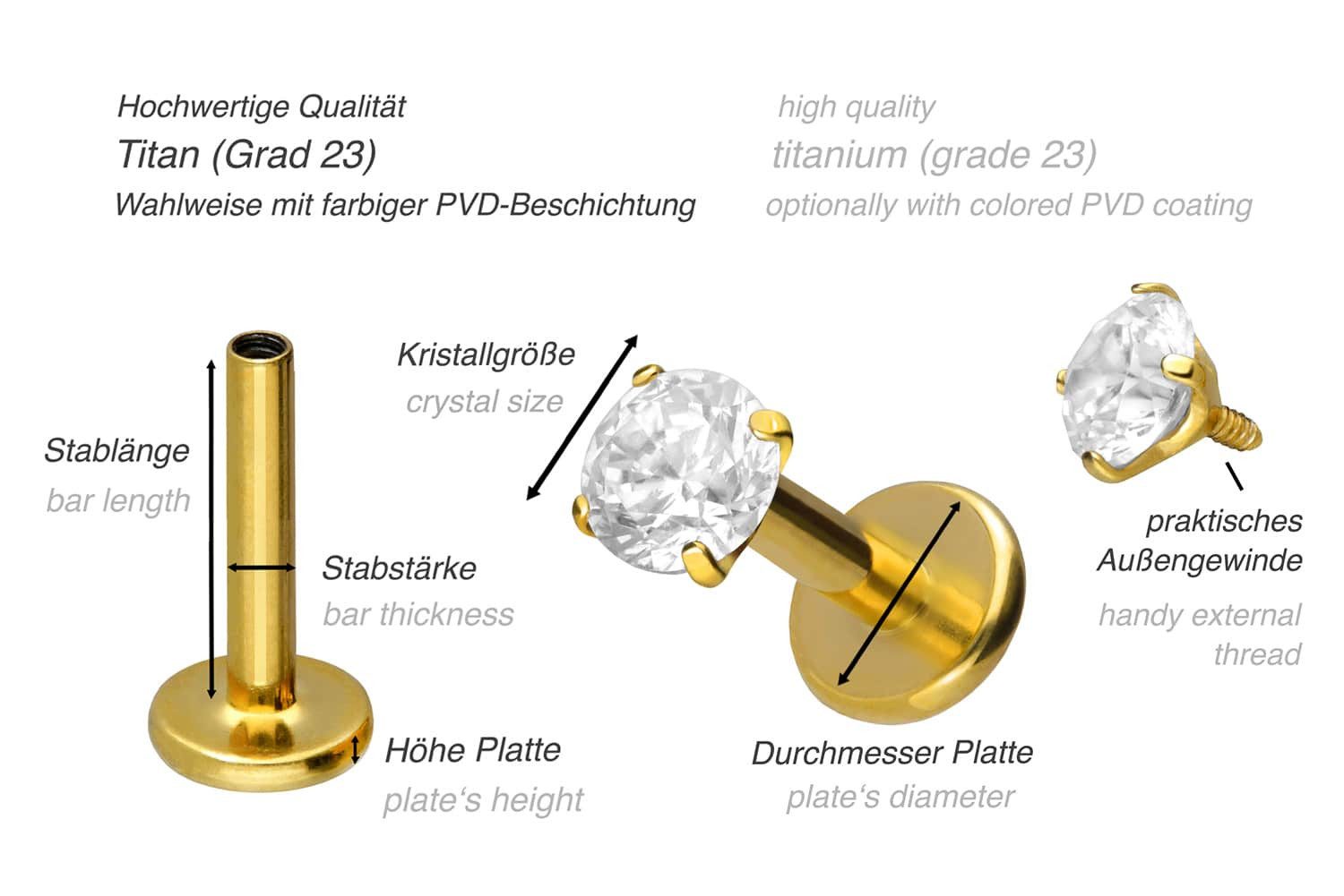 PIERCINGLINE Piercing-Set Titan Labret mit Innengewinde günstig online kaufen