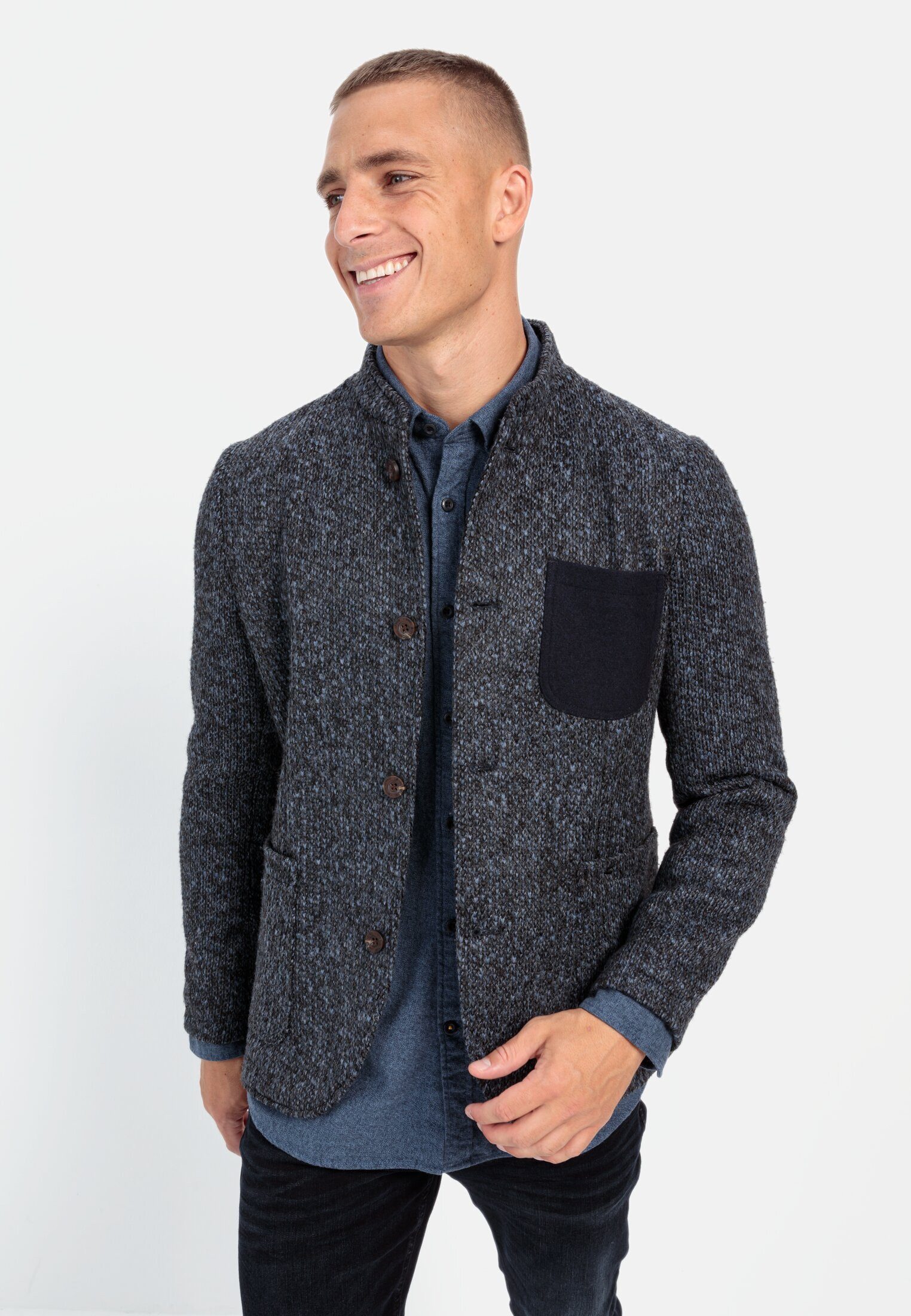 camel active Baumwollsakko mit Stehkragen Langarm Stehkragen Blazer_Jackenblazer