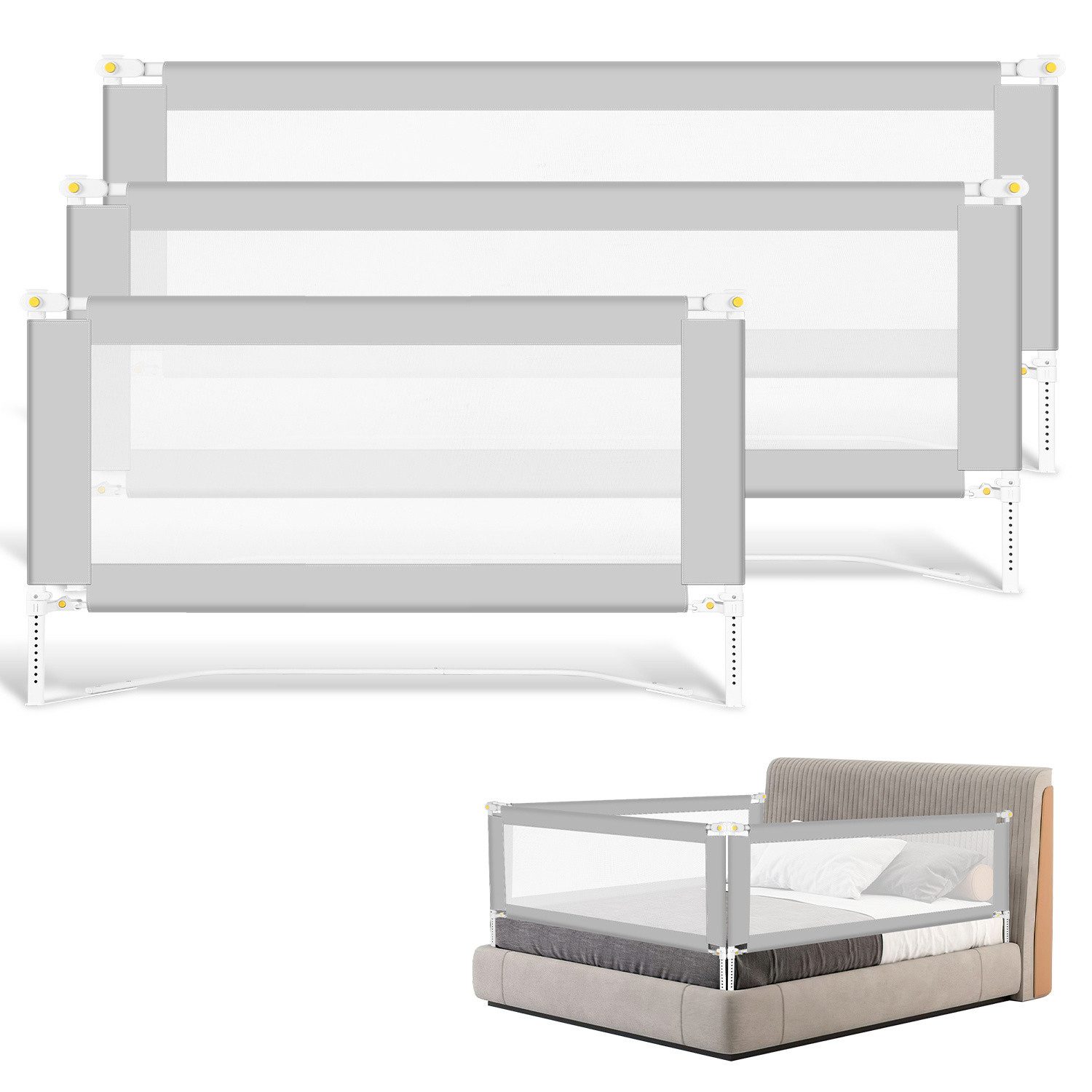 Clanmacy Bettschutzgitter 3x Bettgitter Kinderbettgitter Bettschutzgitter K günstig online kaufen