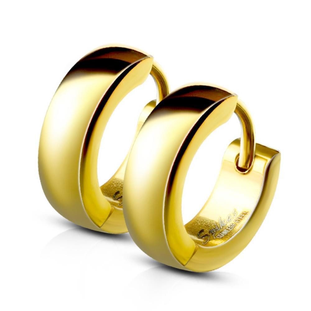 BUNGSA Creolen-Set Gold - Creolen 4mm aus Edelstahl Unisex (1 Paar (2 Stück), 2-tlg), Ohrschmuck Ohrringe