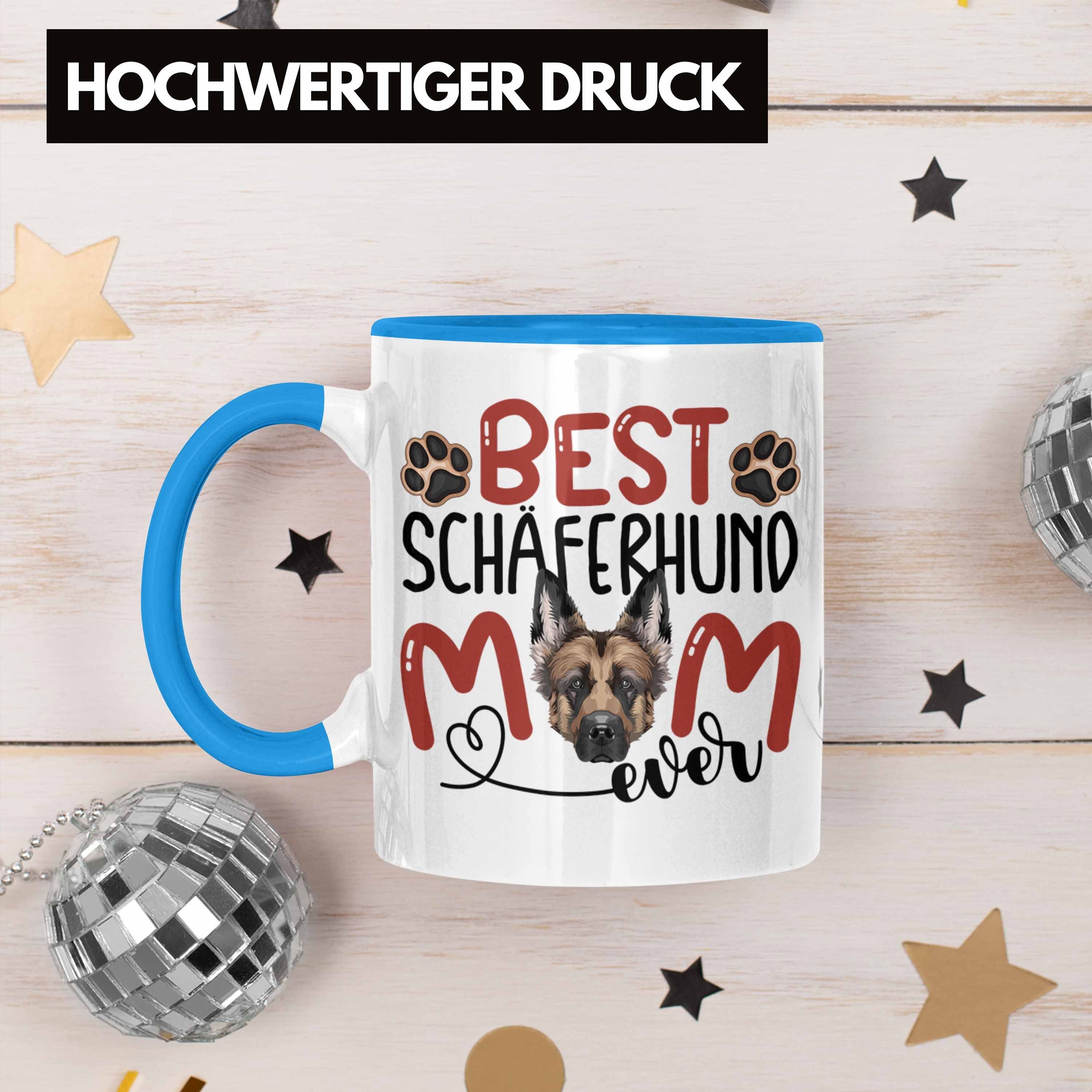 Besitzerin Tasse Schäferhund Lustiger Trendation Tasse Geschenk Blau Geschenkidee Spruch Mom