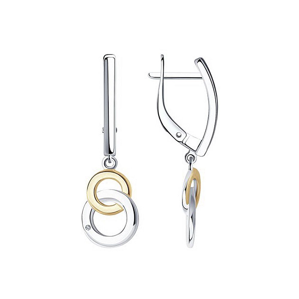 SOKOLOV Jewelry Paar Ohrhänger Ohrringe aus 925 Silber, vergoldet mit Brillanten (Set, 2-tlg), Eleganter Sterling Silberschmuck für Damen