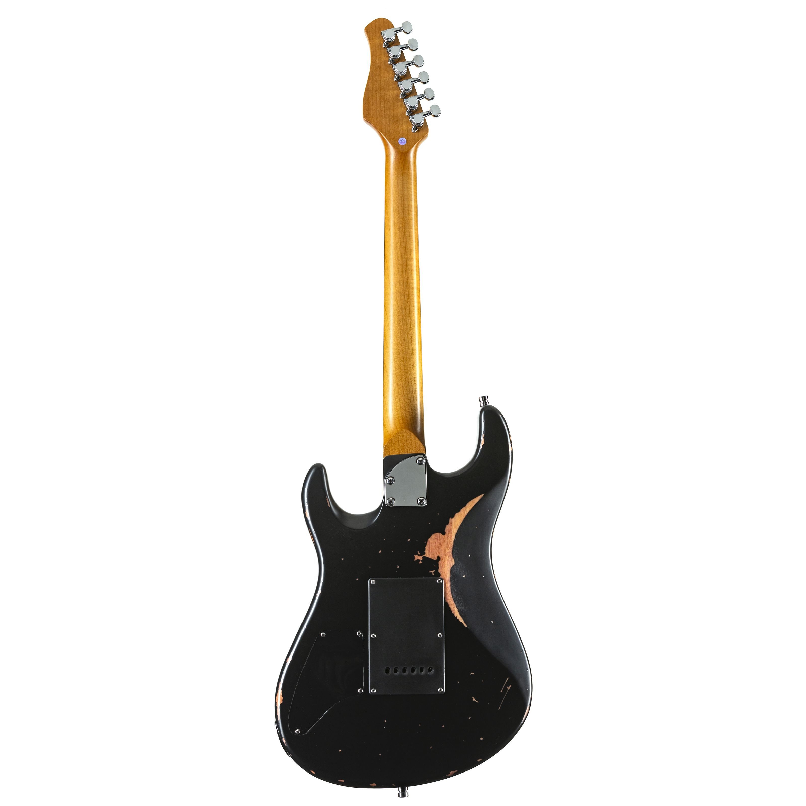 FAME E-Gitarre, E-Gitarren, ST-Modelle, Custom ST RW Worn Licorice over Paisley - E-Gitarre